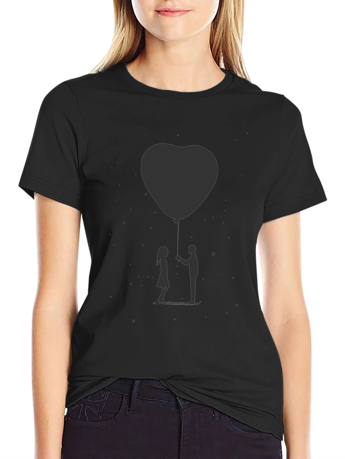 Heart Balloon Graphic Tee - Black
