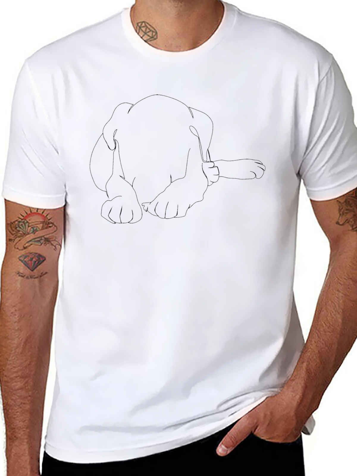 Mens Black Dog Graphic T-Shirt - Casual Comfort