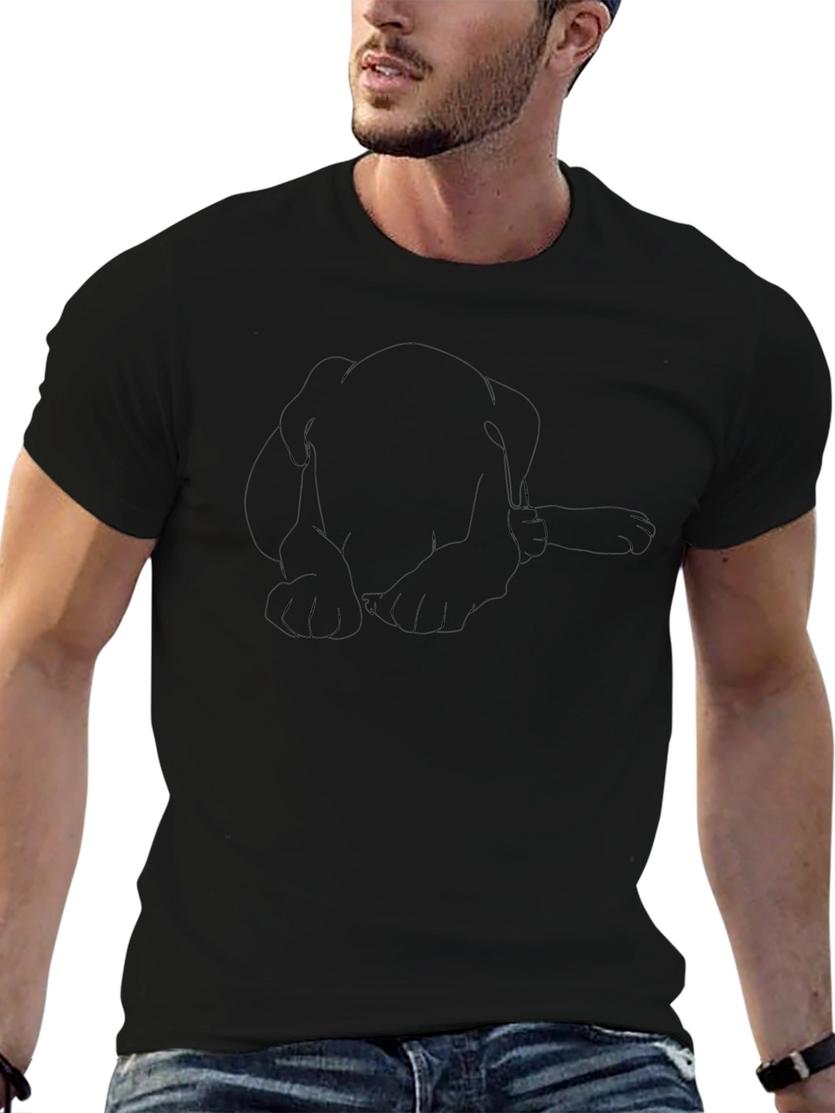 Mens Black Dog Graphic T-Shirt - Casual Comfort