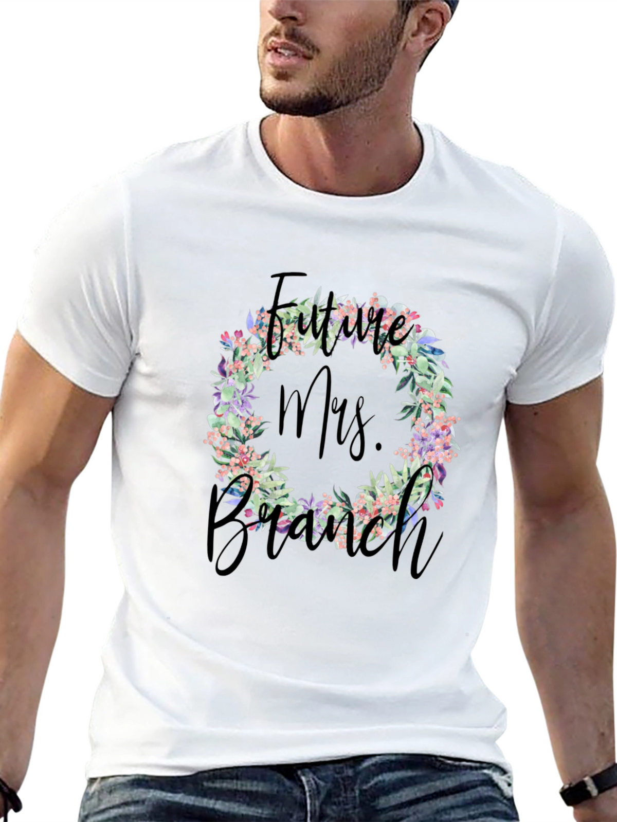 Future Mrs. Branch Floral Wreath T-Shirt