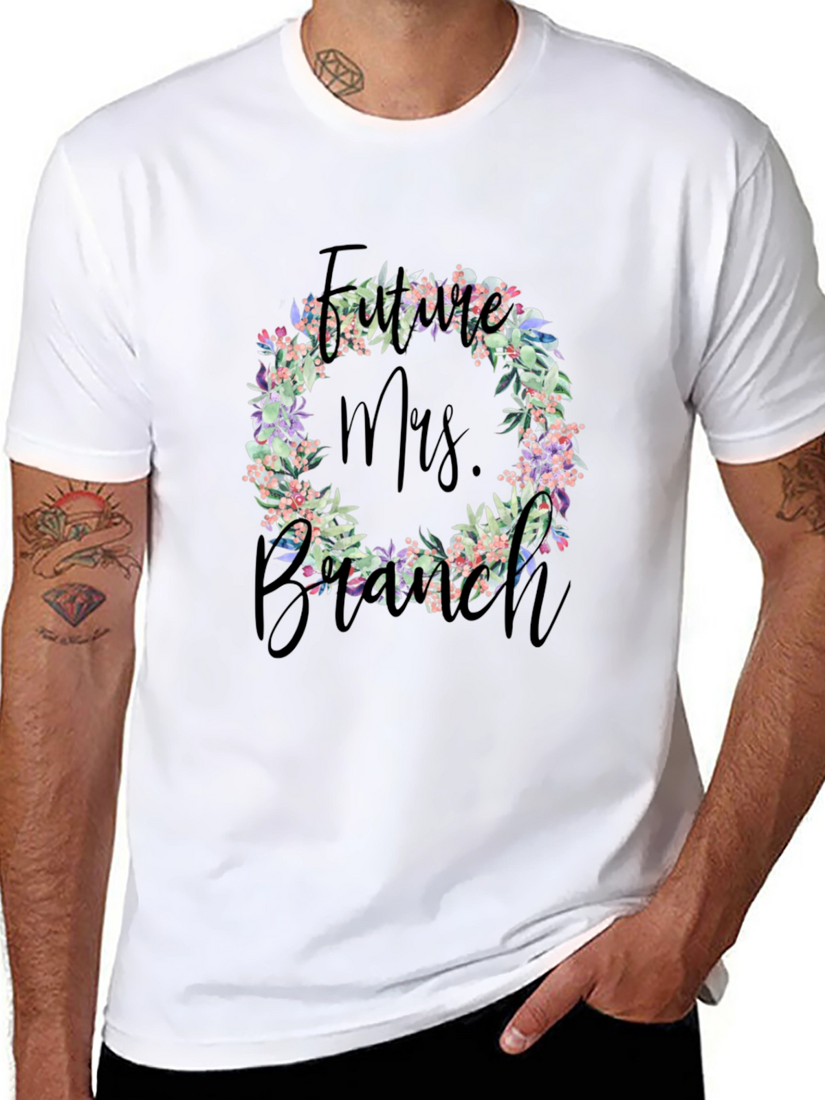 Future Mrs. Branch Floral Wreath T-Shirt