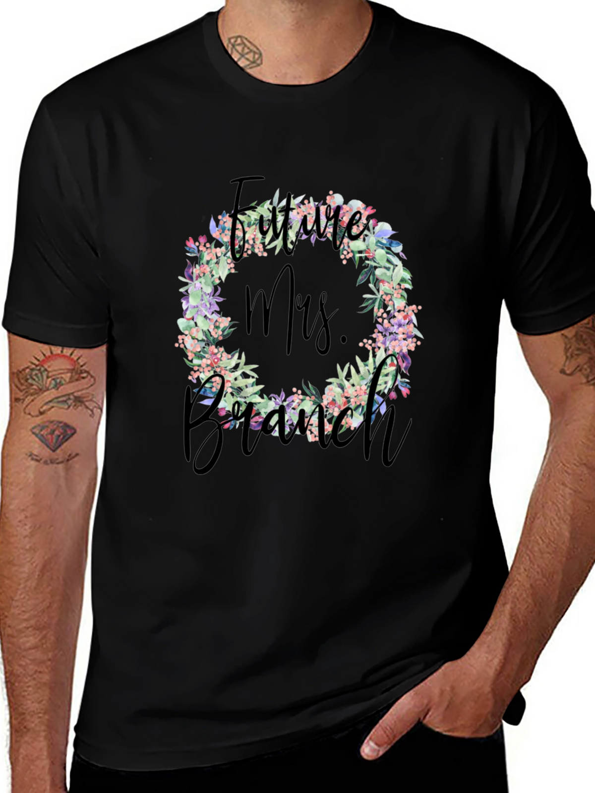Future Mrs. Branch Floral Wreath T-Shirt
