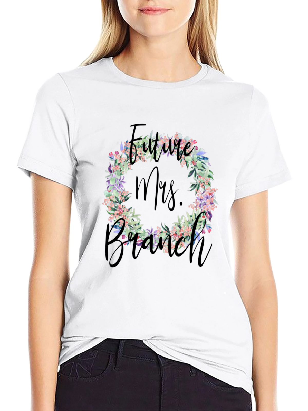 Future Mrs. Branch Floral Wreath T-Shirt