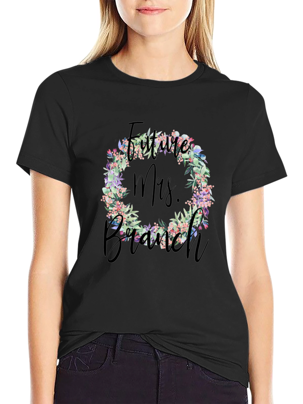 Future Mrs. Branch Floral Wreath T-Shirt