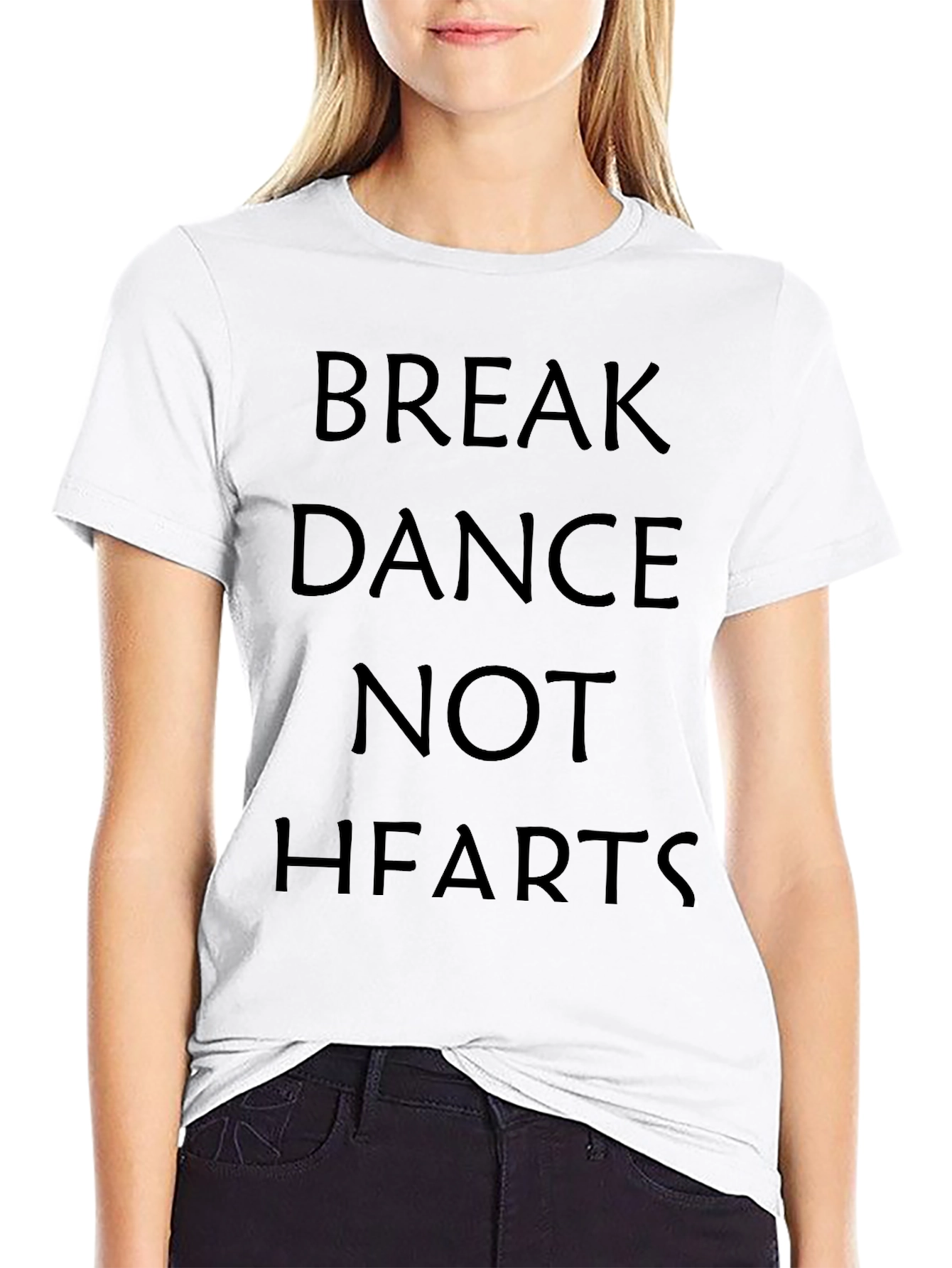 Break Dance Not Hearts Graphic Tee - Black