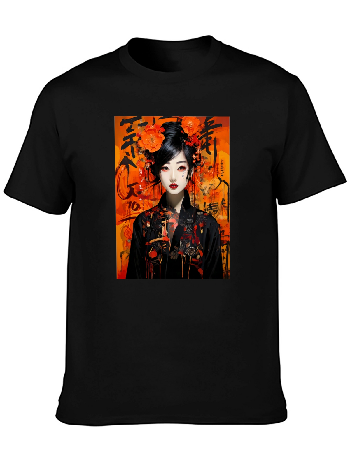 Japanese Geisha T-Shirt - Artistic Black Tee