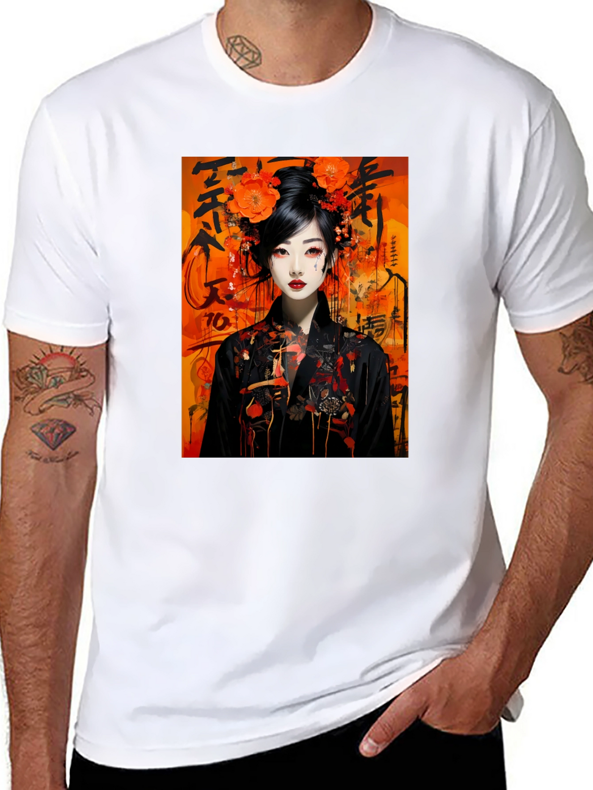 Japanese Geisha T-Shirt - Artistic Black Tee