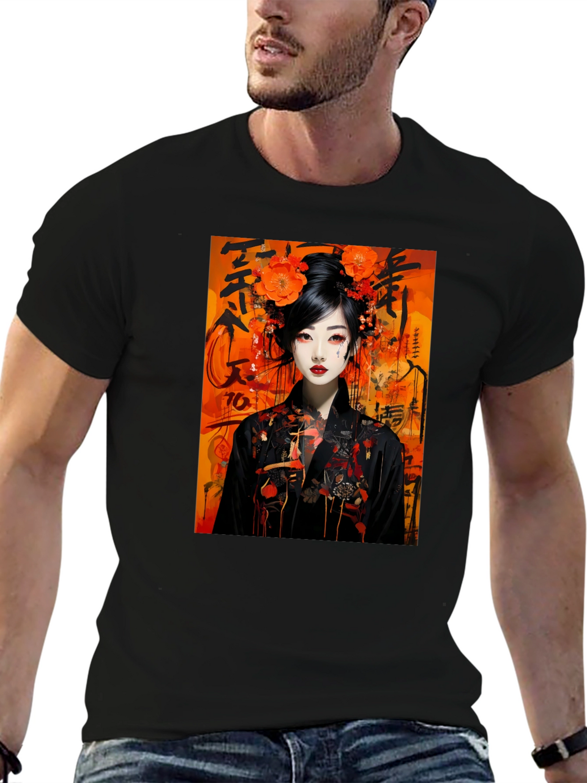 Japanese Geisha T-Shirt - Artistic Black Tee