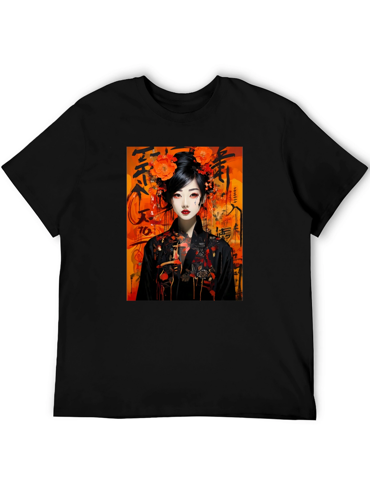 Japanese Geisha T-Shirt - Artistic Black Tee