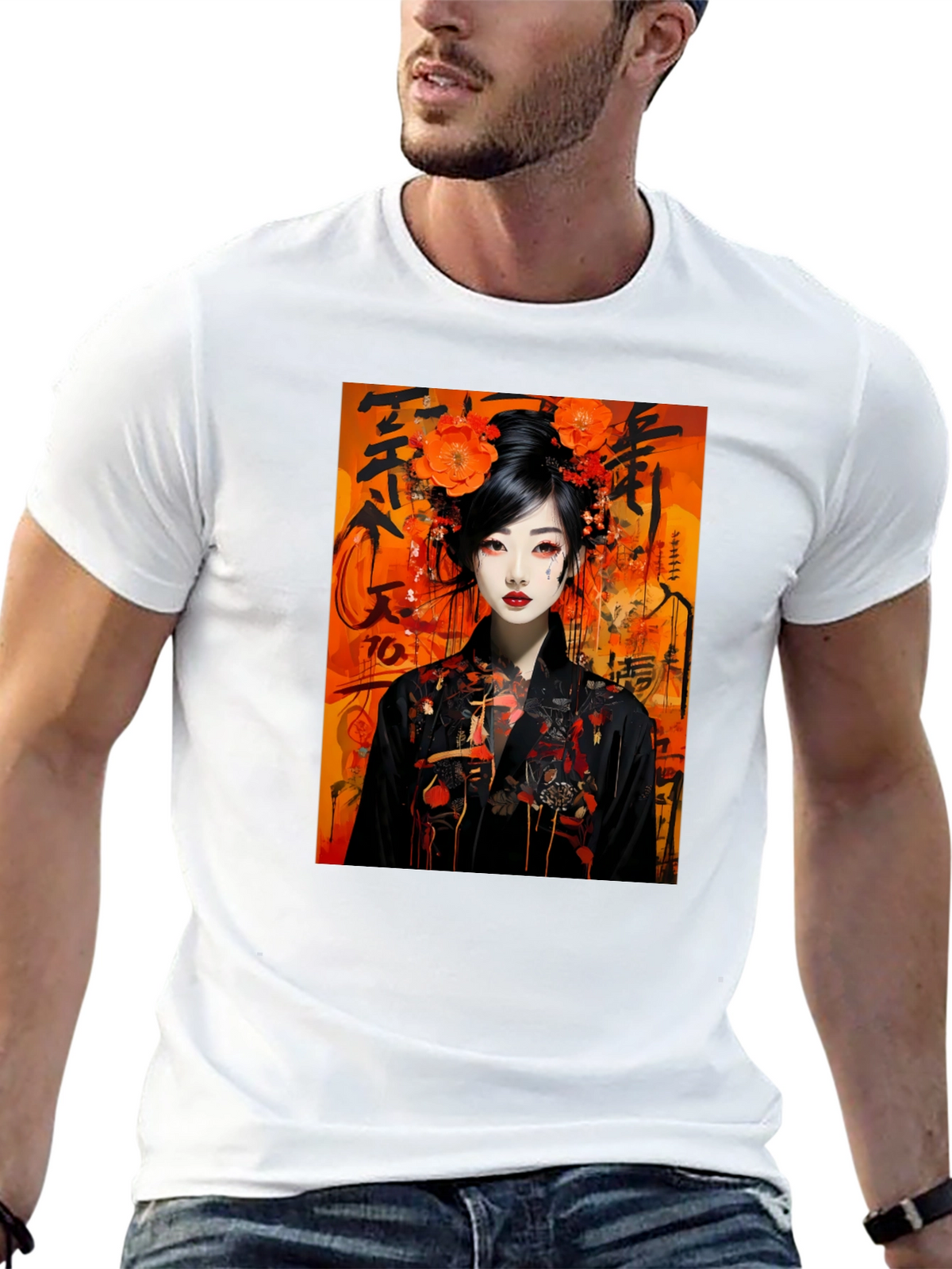Japanese Geisha T-Shirt - Artistic Black Tee