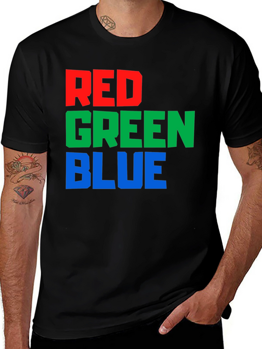 Red Green Blue Color Block Graphic Tee
