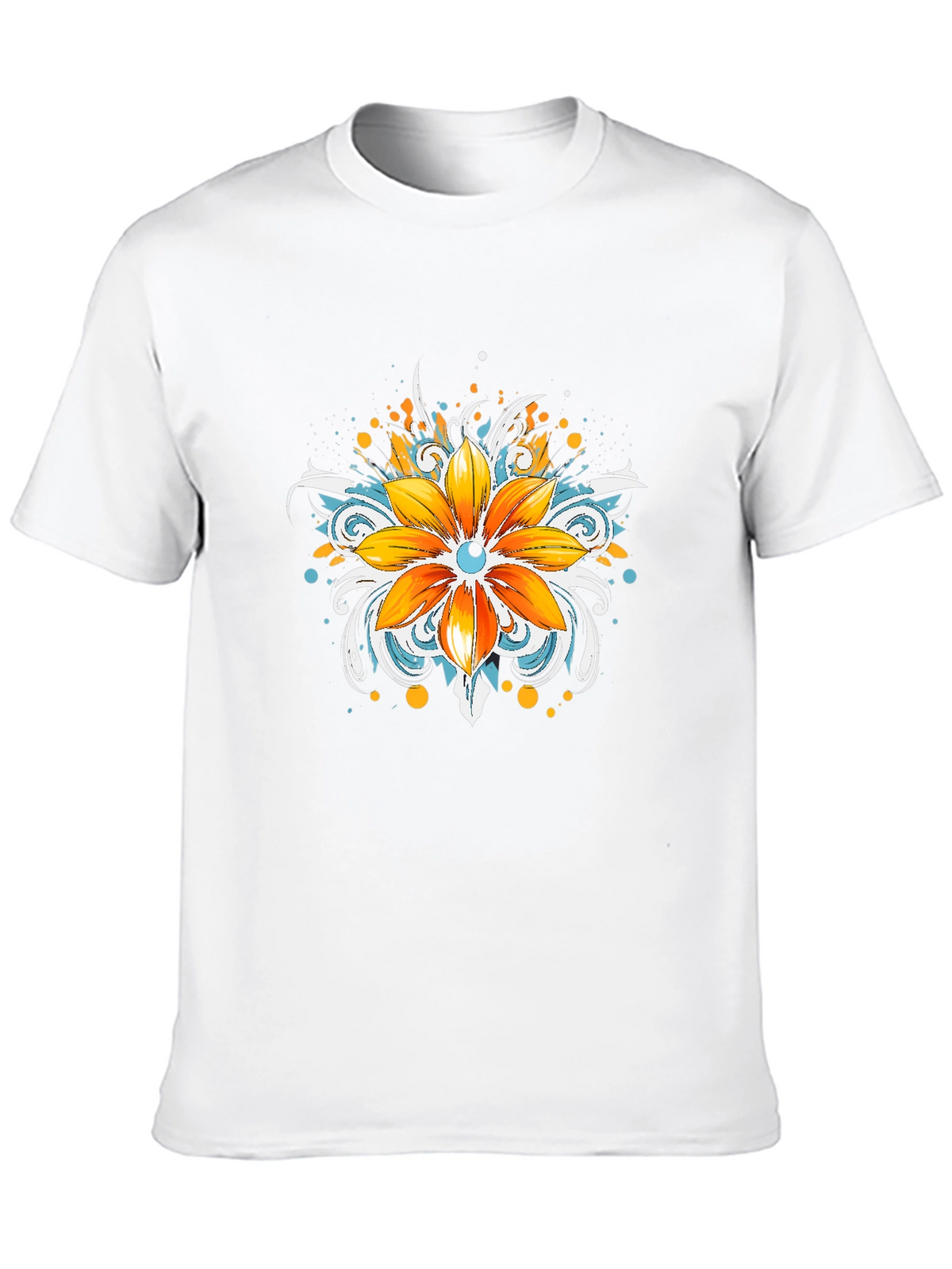 Mens Black T-Shirt with Floral Graphic