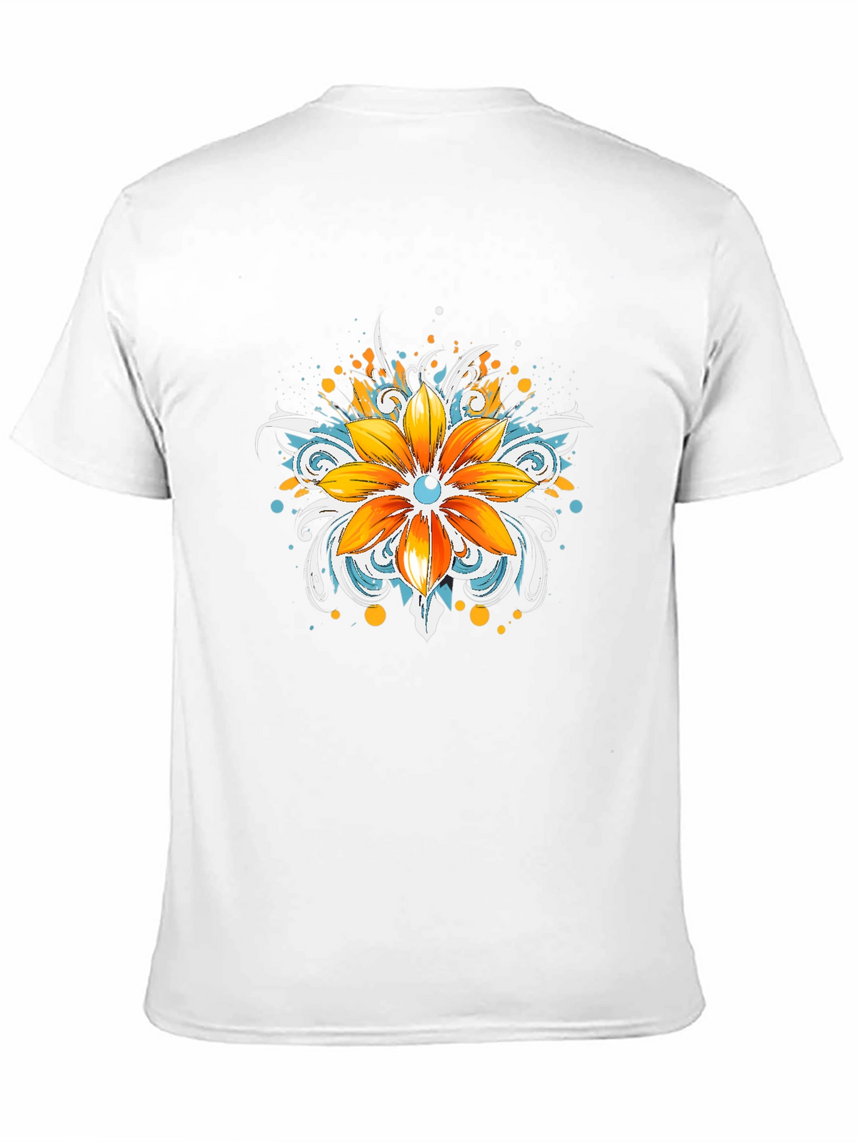 Mens Black T-Shirt with Floral Graphic