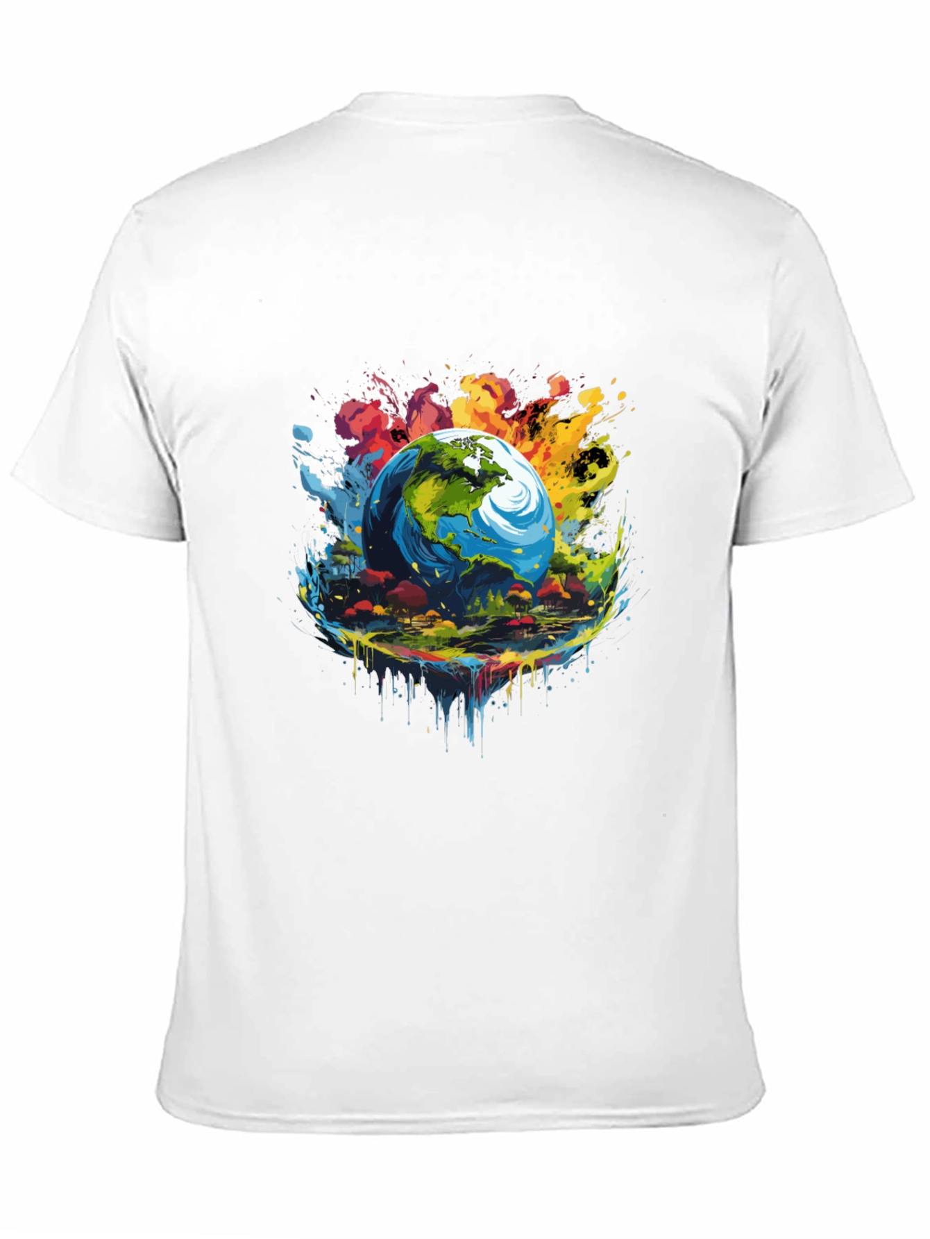 Earth Globe Graphic Print Black T-Shirt