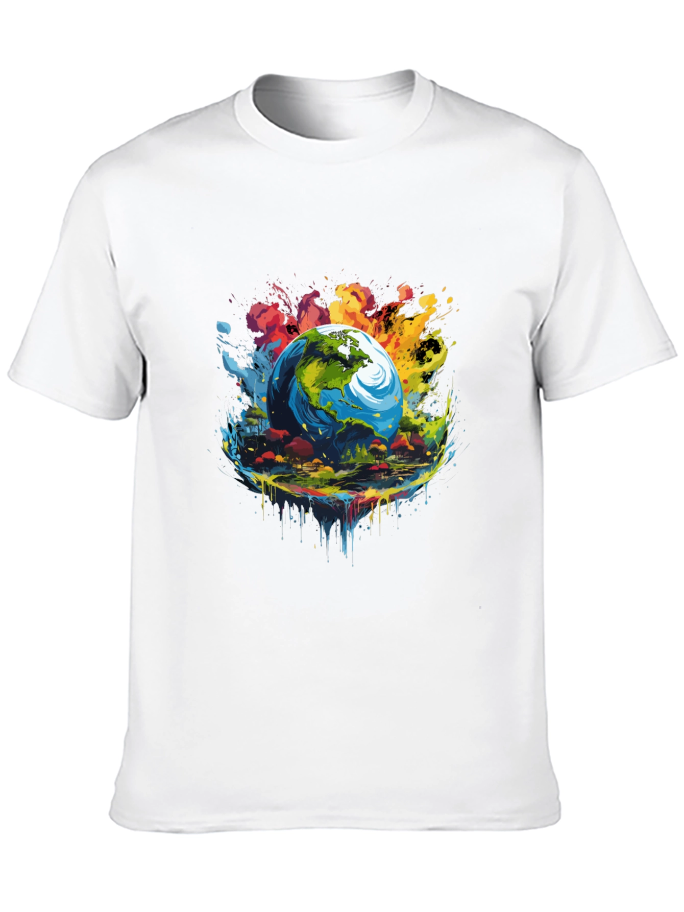 Earth Globe Graphic Print Black T-Shirt