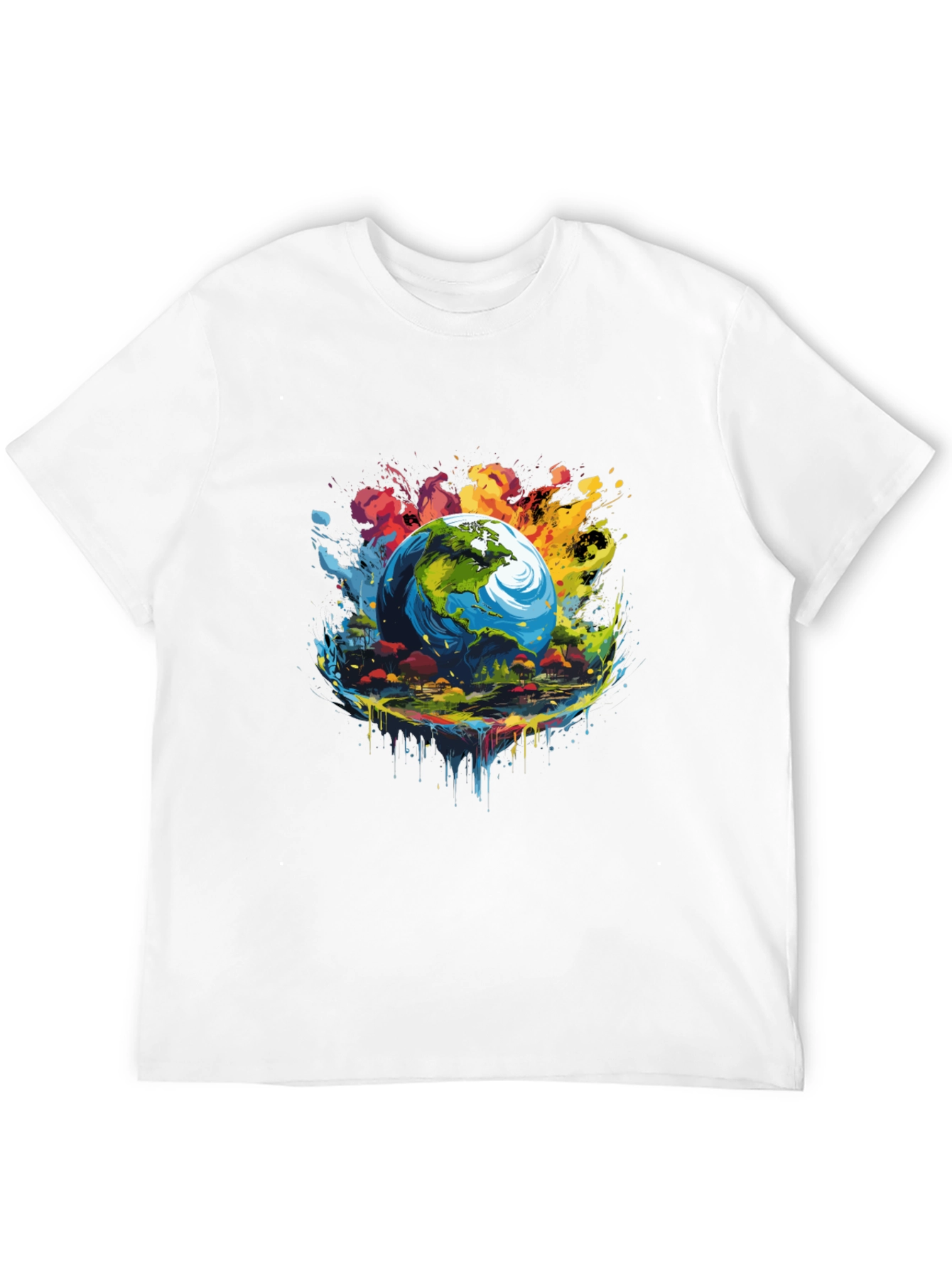 Earth Globe Graphic Print Black T-Shirt