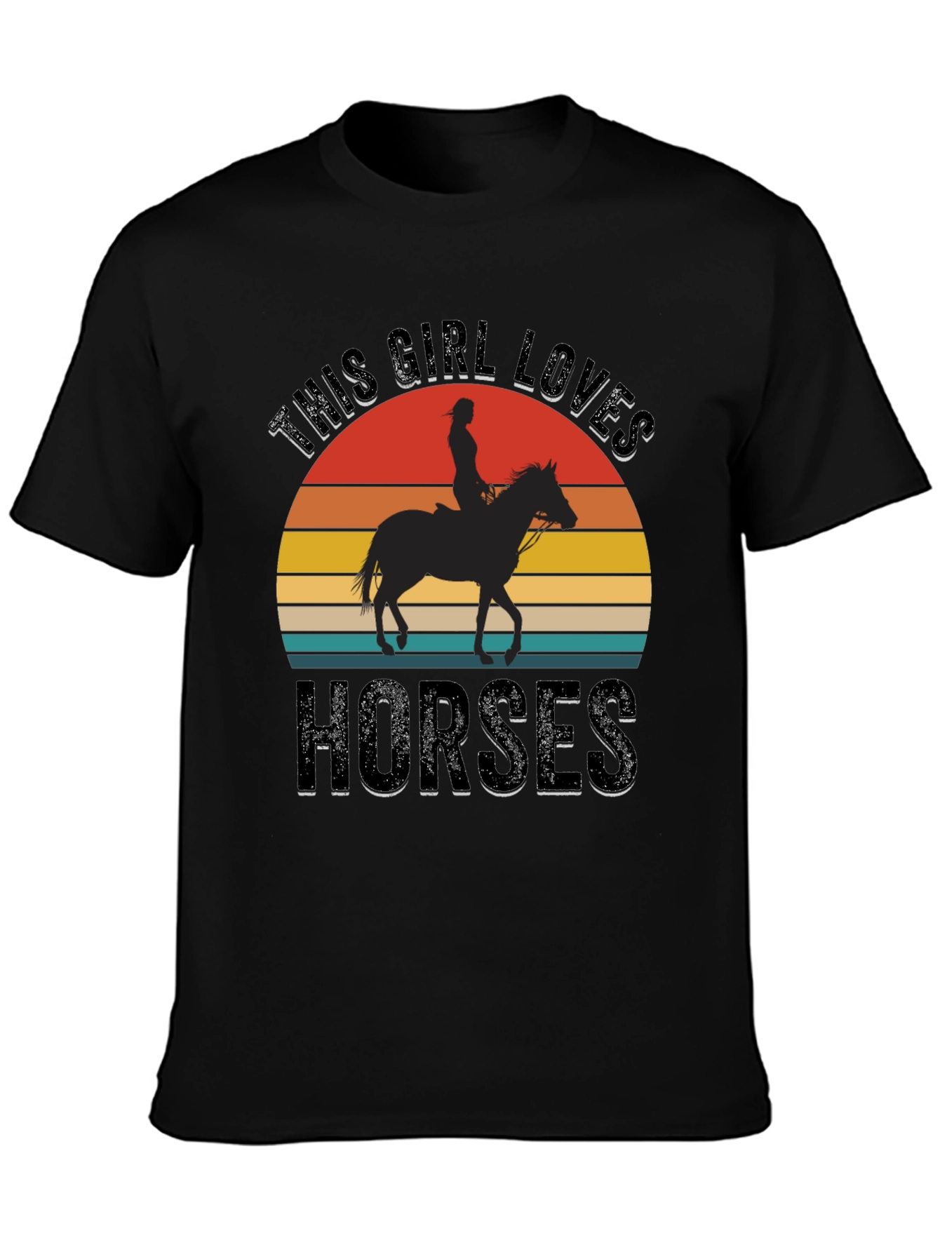 Girl Loves Horses Sunset Graphic Tee
