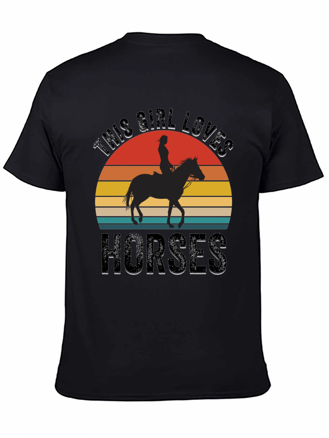 Girl Loves Horses Sunset Graphic Tee