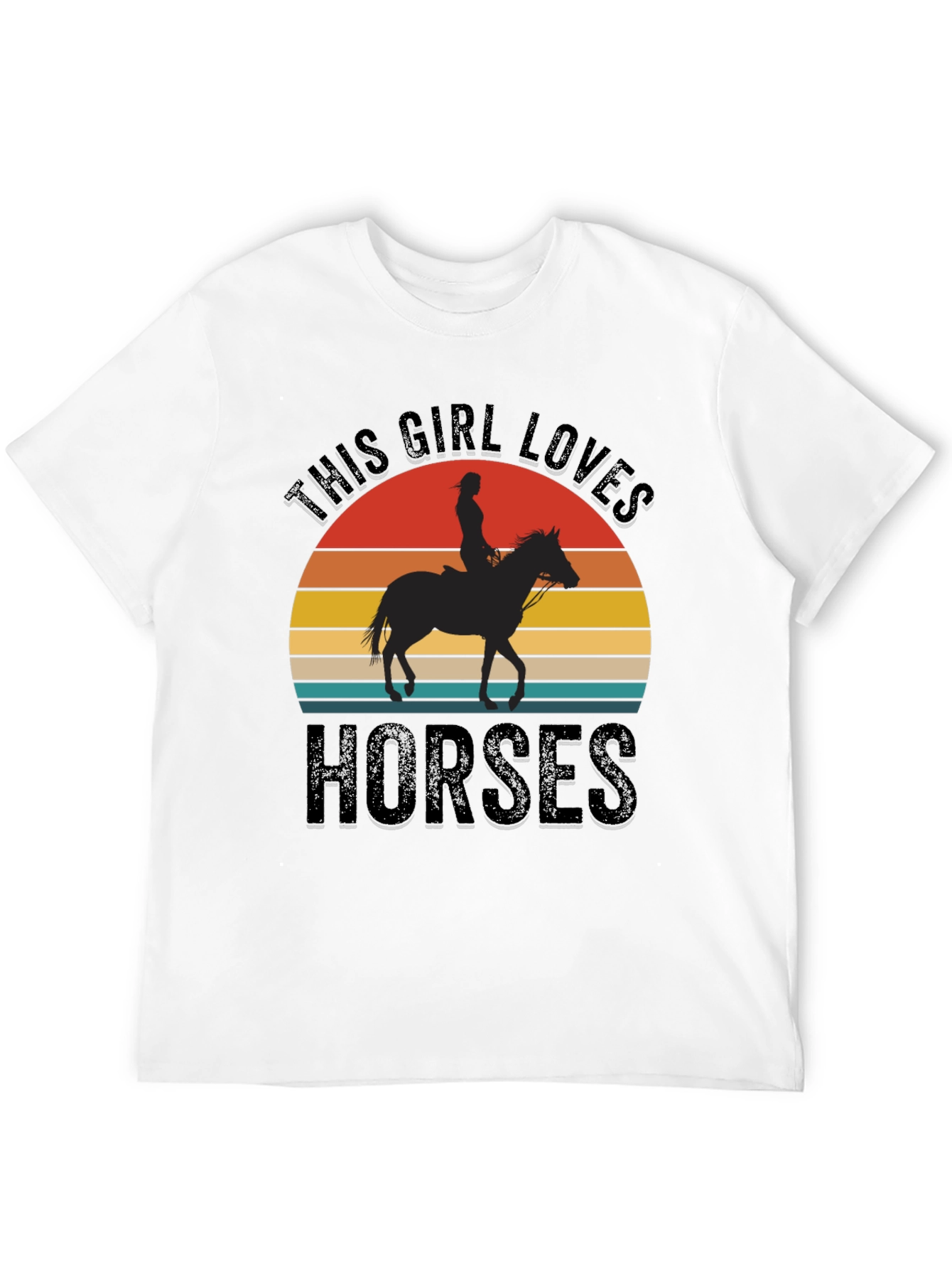 Girl Loves Horses Sunset Graphic Tee