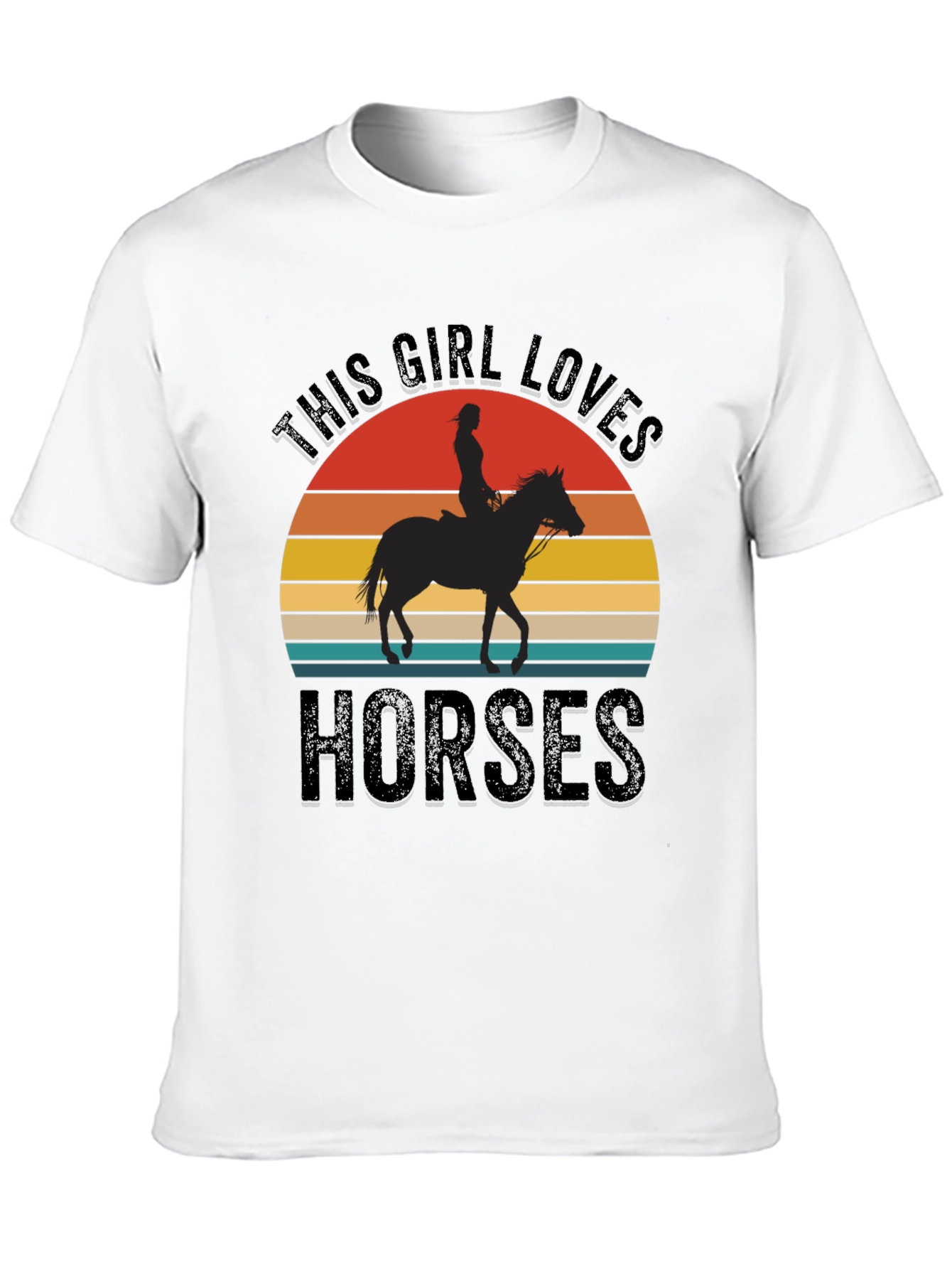 Girl Loves Horses Sunset Graphic Tee