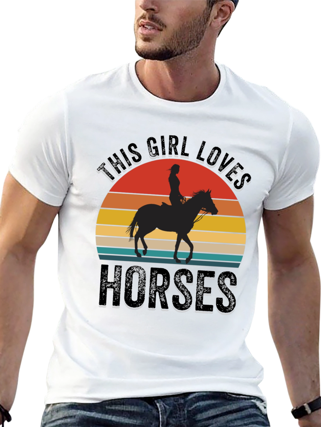 Girl Loves Horses Sunset Graphic Tee