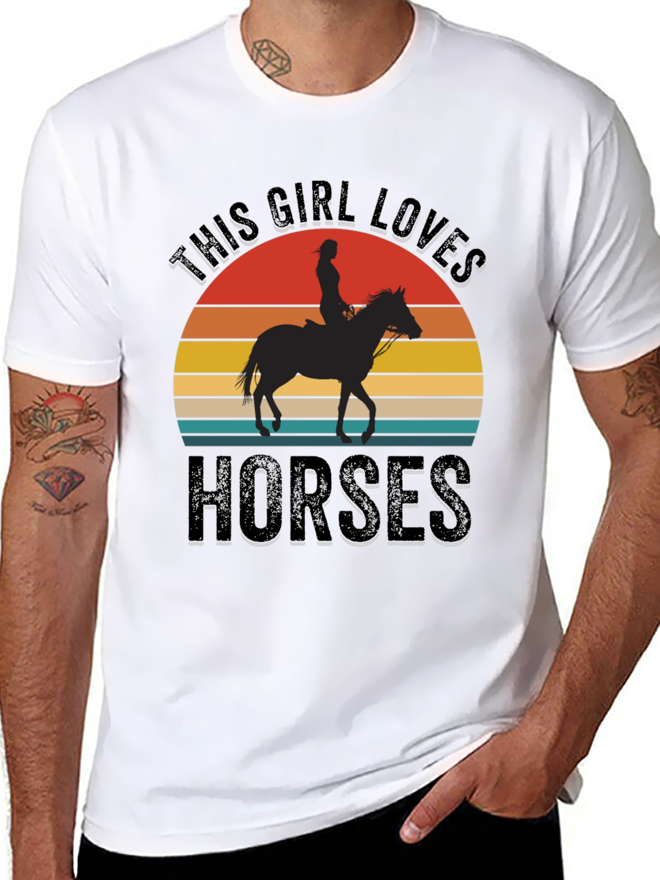 Girl Loves Horses Sunset Graphic Tee
