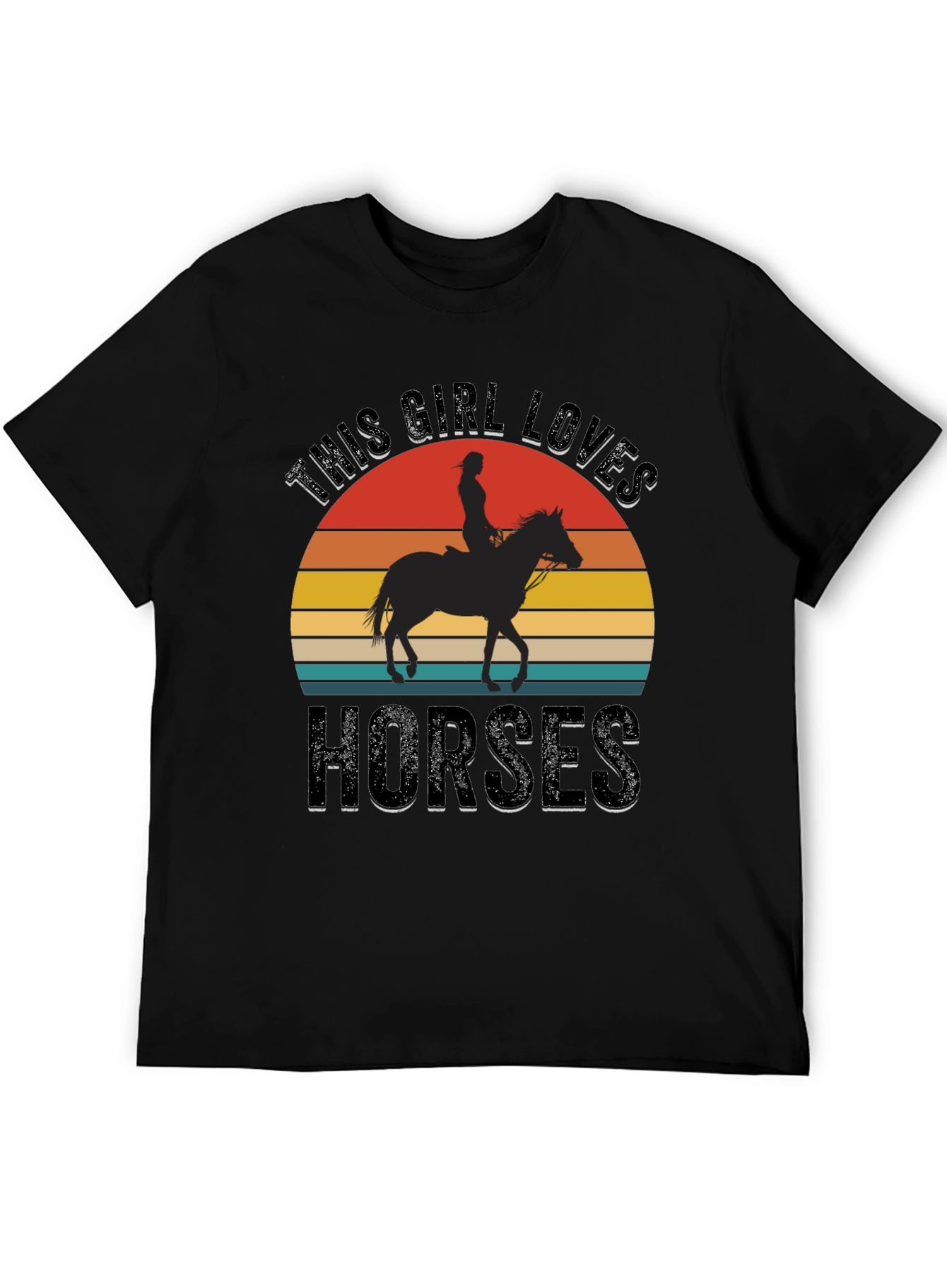 Girl Loves Horses Sunset Graphic Tee