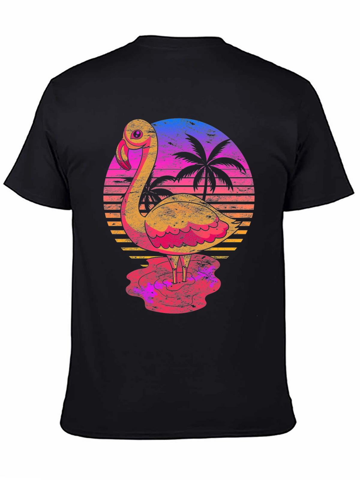 Retro Flamingo Sunset T-Shirt - Tropical Palm Tree Design