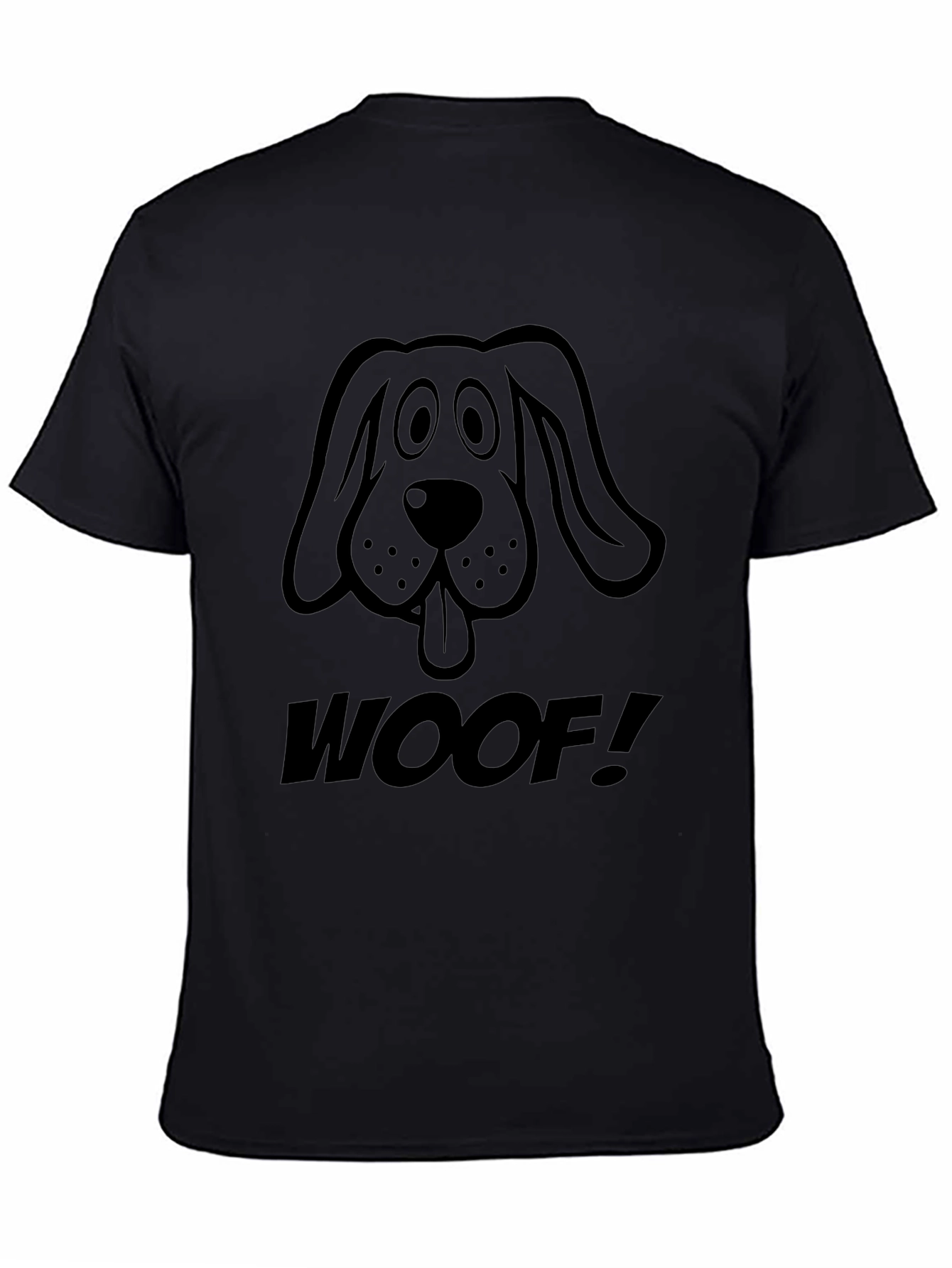 Woof! Graphic Dog T-Shirt - Casual Black Tee