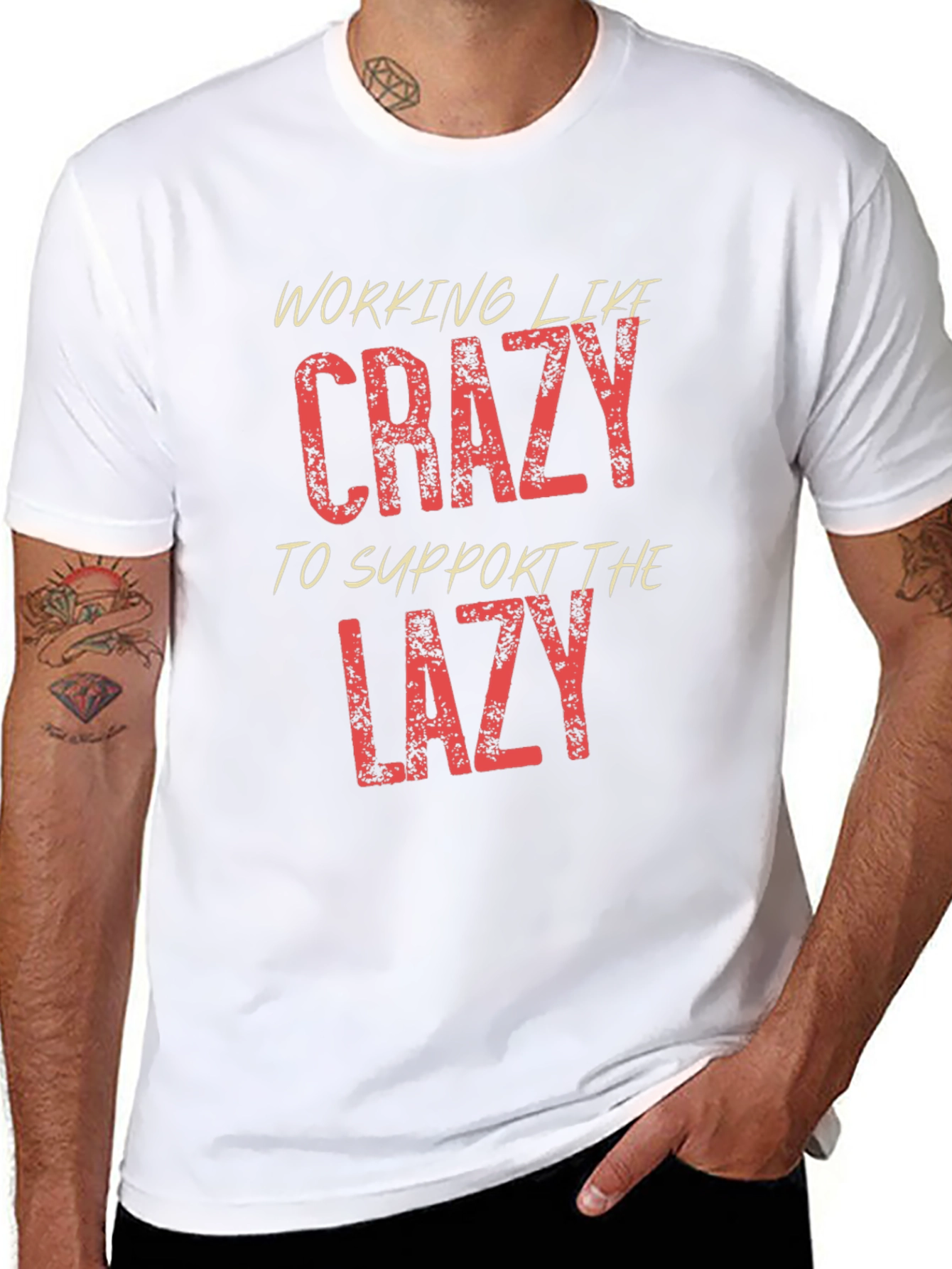Working Like Crazy Mens Black Graphic T-Shirt