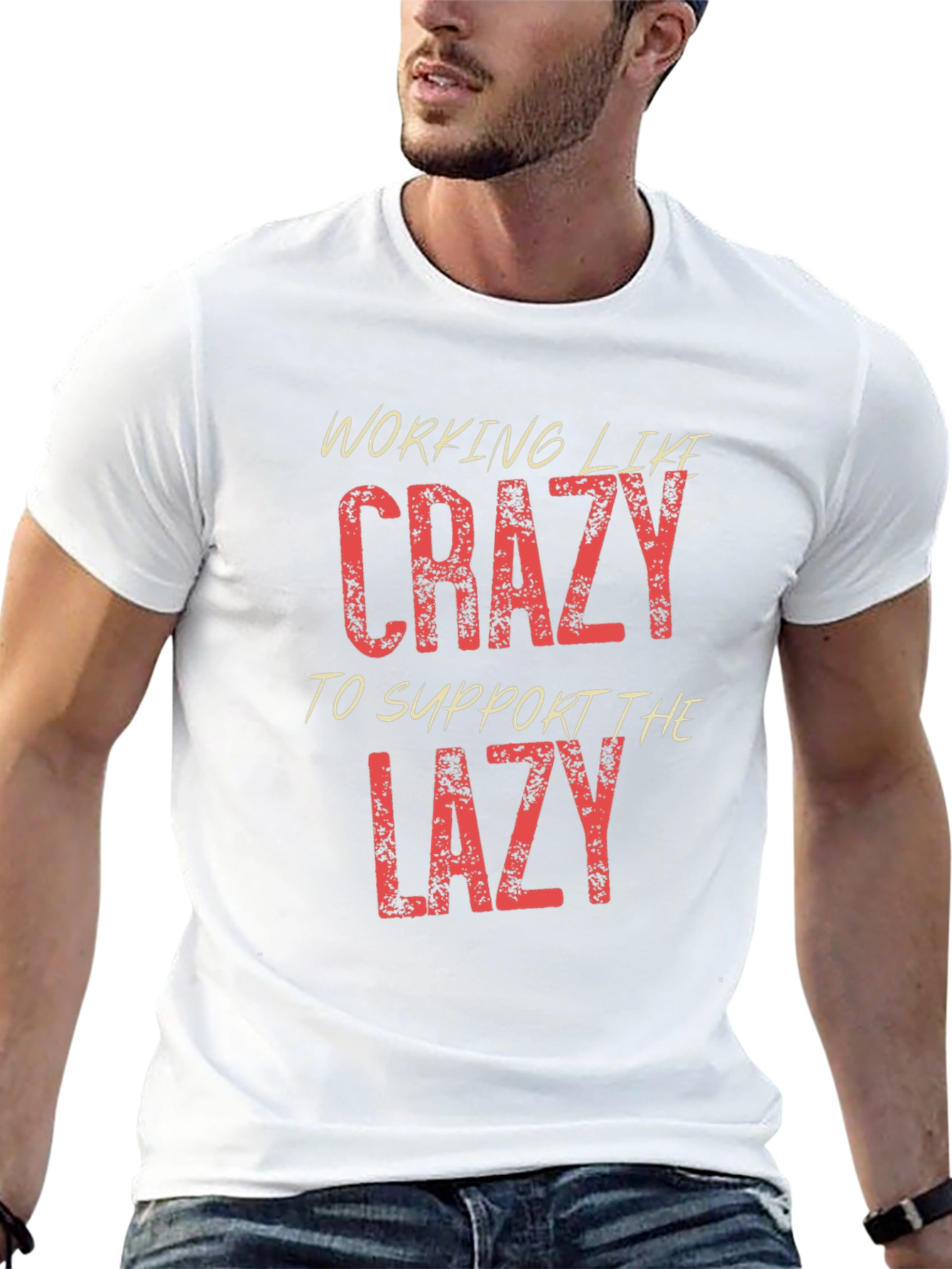 Working Like Crazy Mens Black Graphic T-Shirt