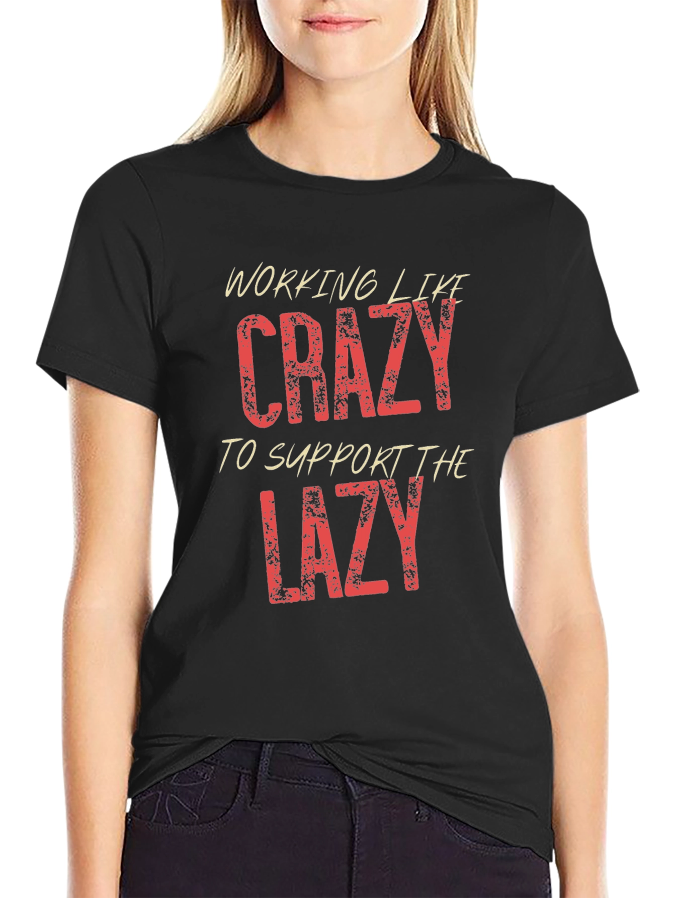 Working Like Crazy Mens Black Graphic T-Shirt