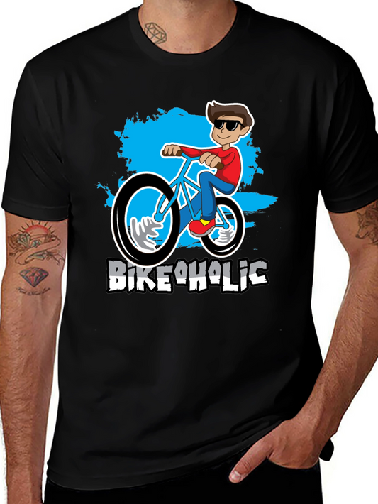 Bikeaholic T-Shirt: Cartoon Biker Design