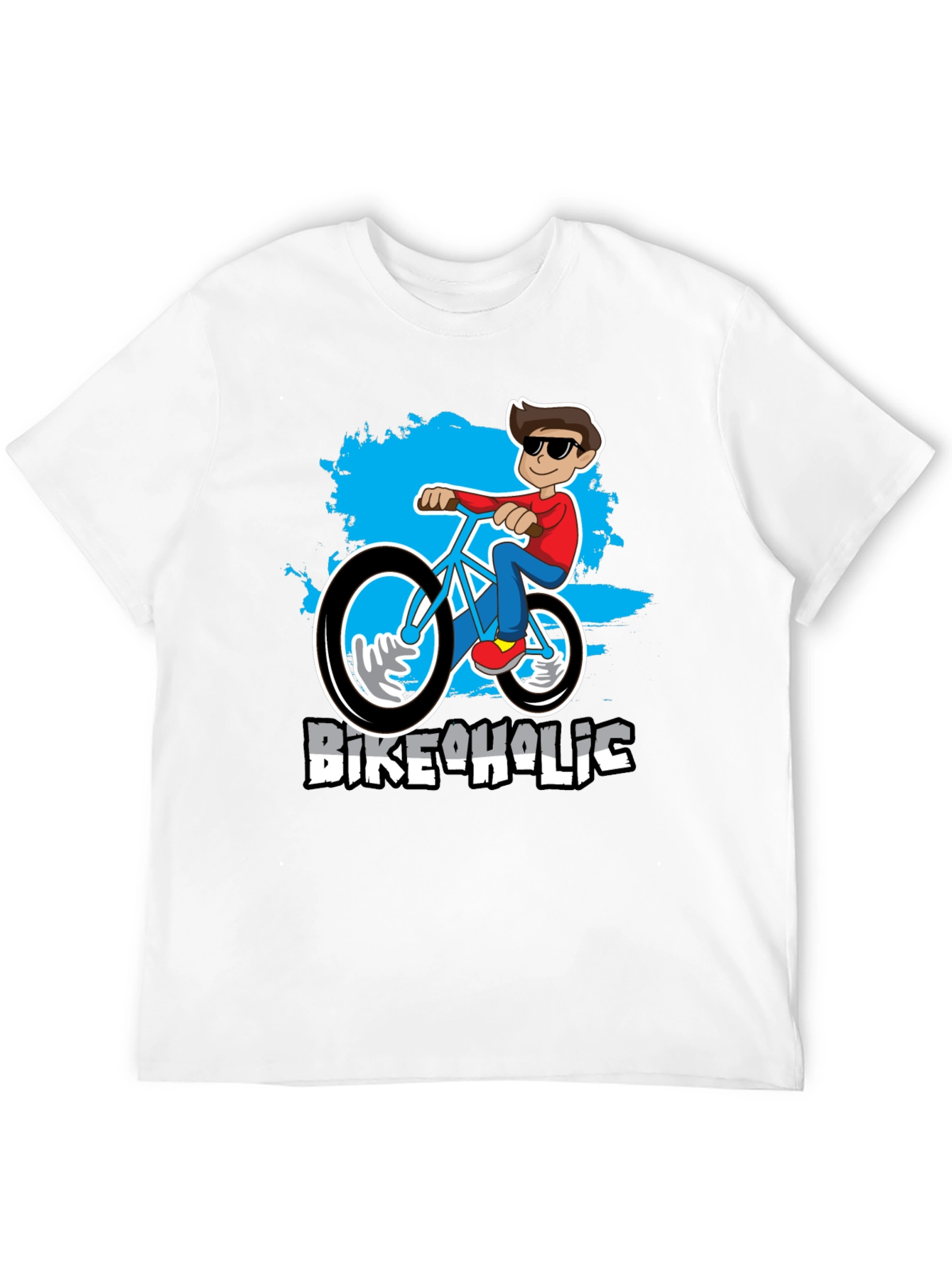 Bikeaholic T-Shirt: Cartoon Biker Design
