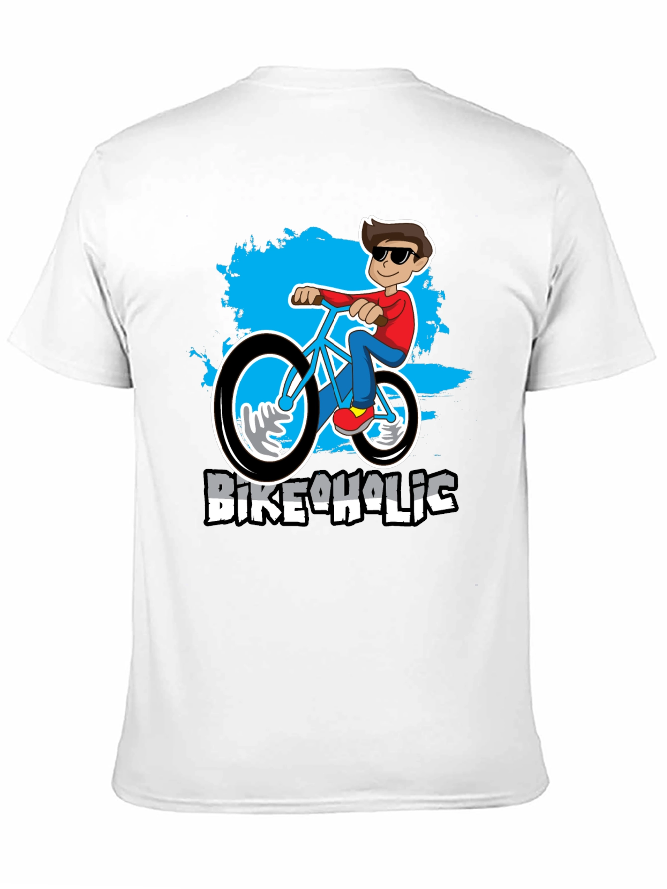 Bikeaholic T-Shirt: Cartoon Biker Design