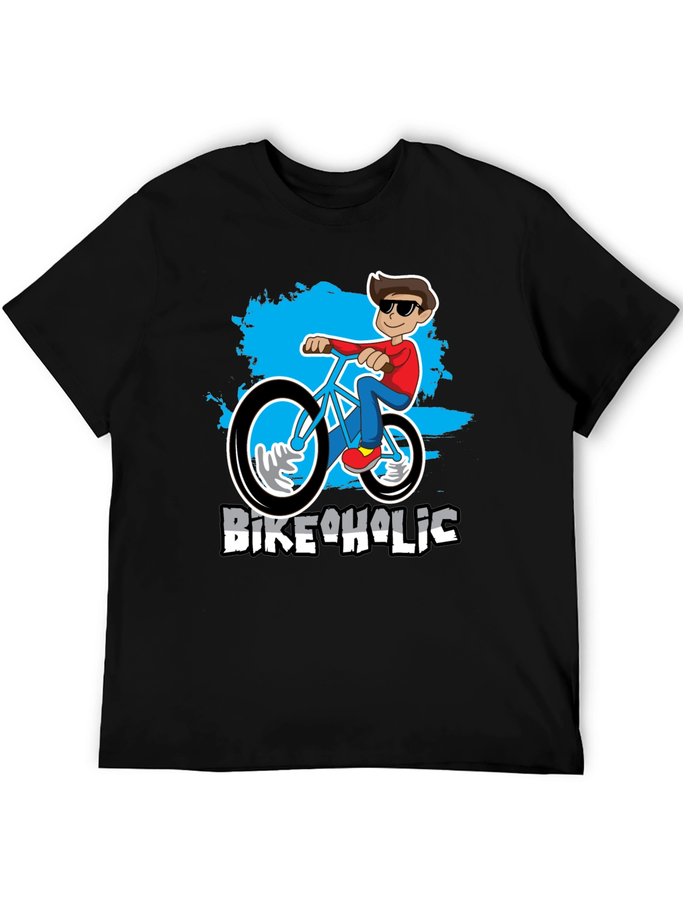 Bikeaholic T-Shirt: Cartoon Biker Design