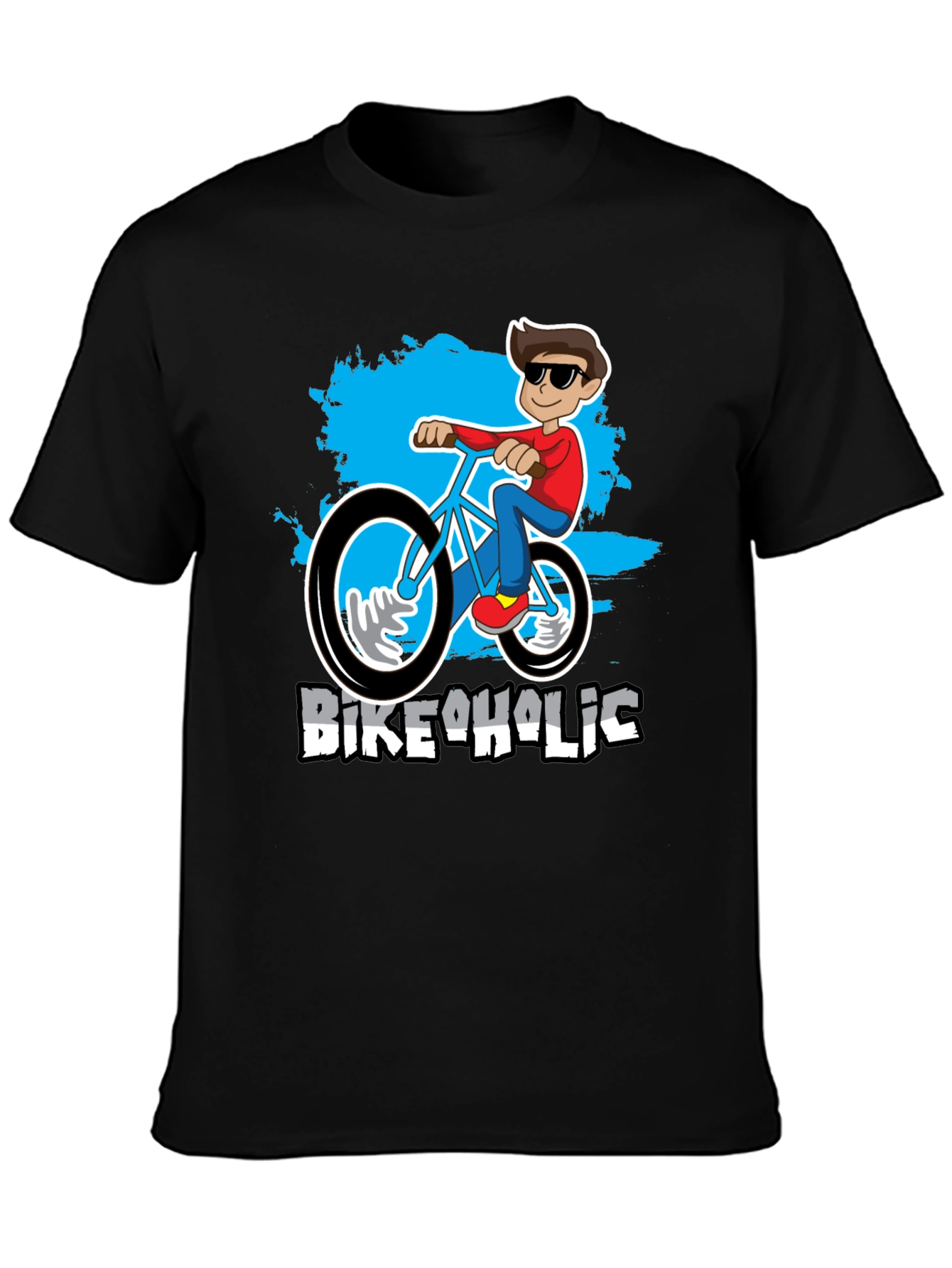 Bikeaholic T-Shirt: Cartoon Biker Design