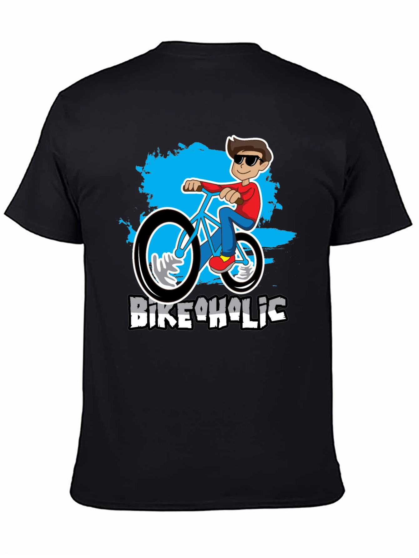 Bikeaholic T-Shirt: Cartoon Biker Design