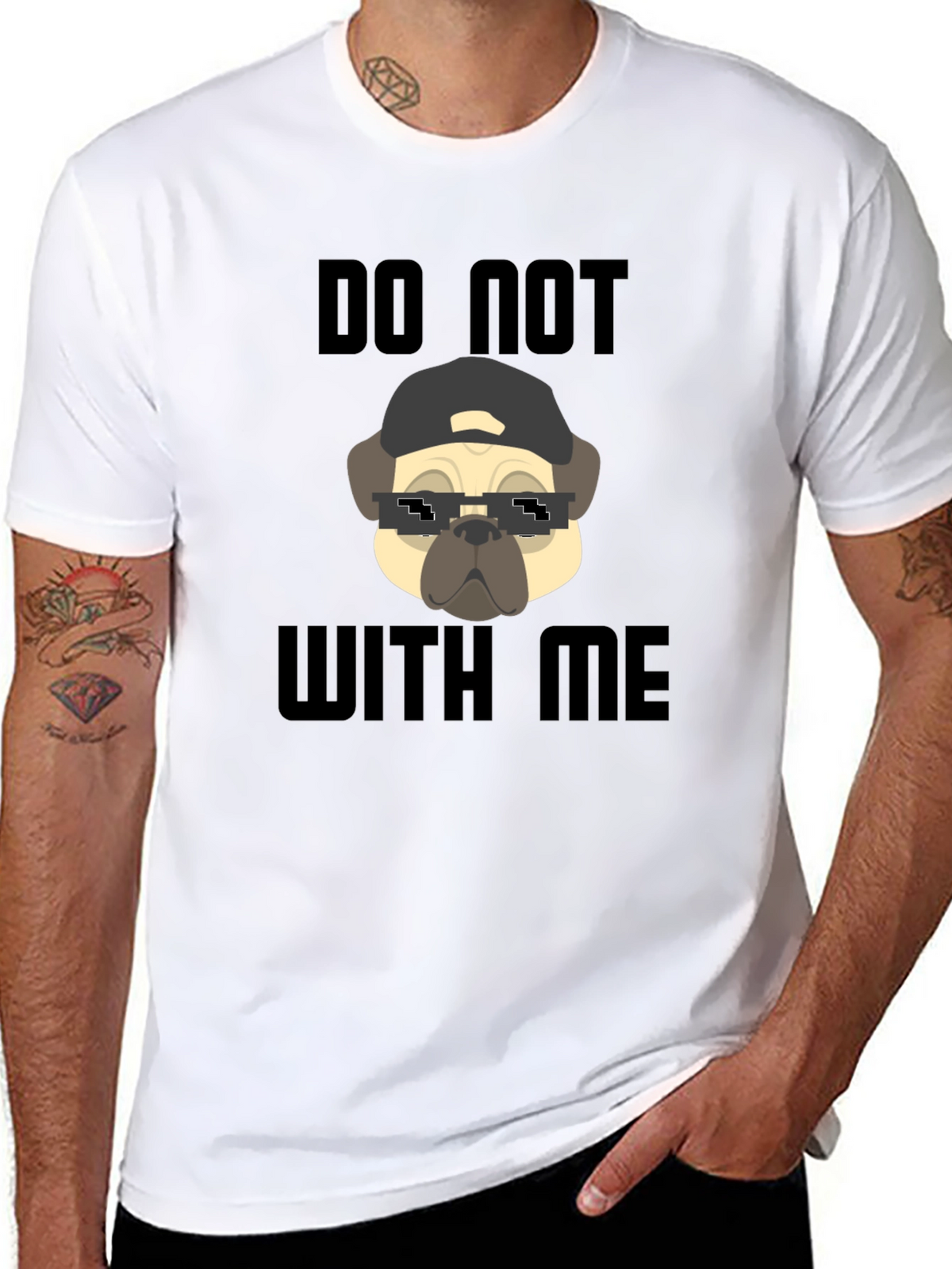 Funny Pug Do Not With Me Black T-Shirt