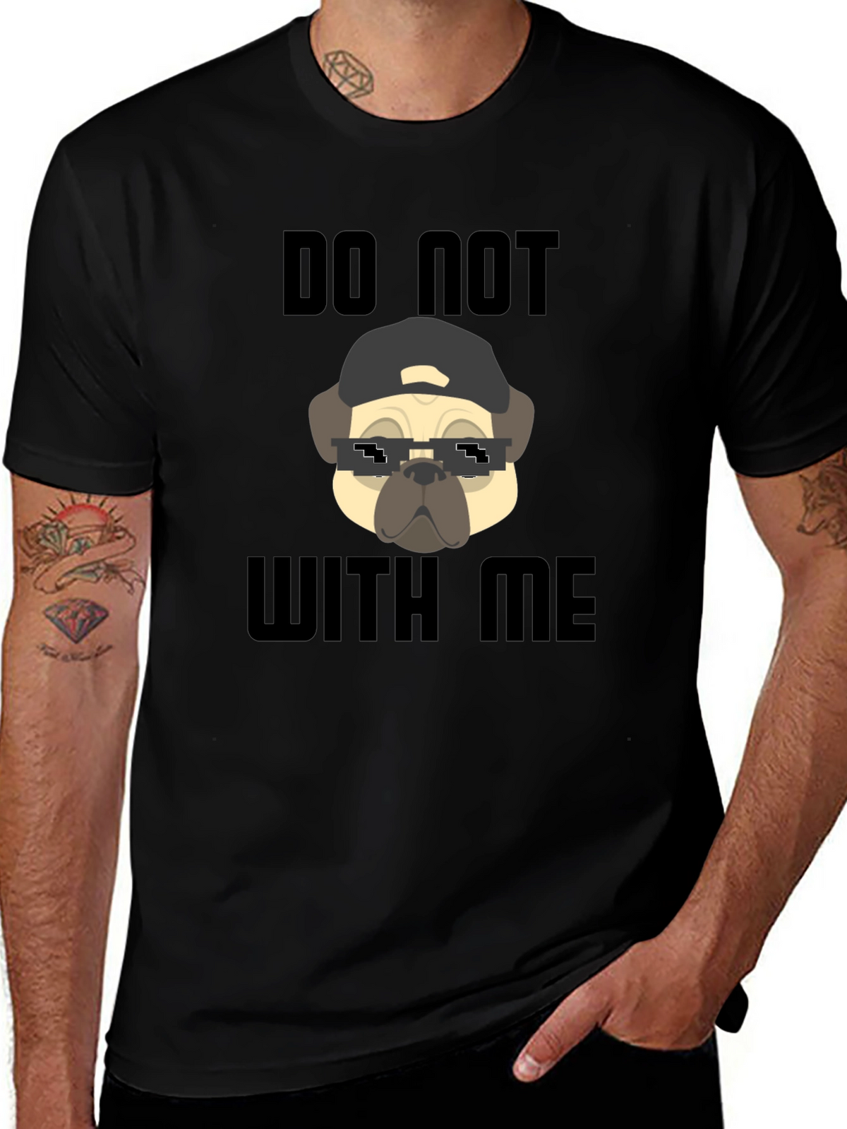 Funny Pug Do Not With Me Black T-Shirt
