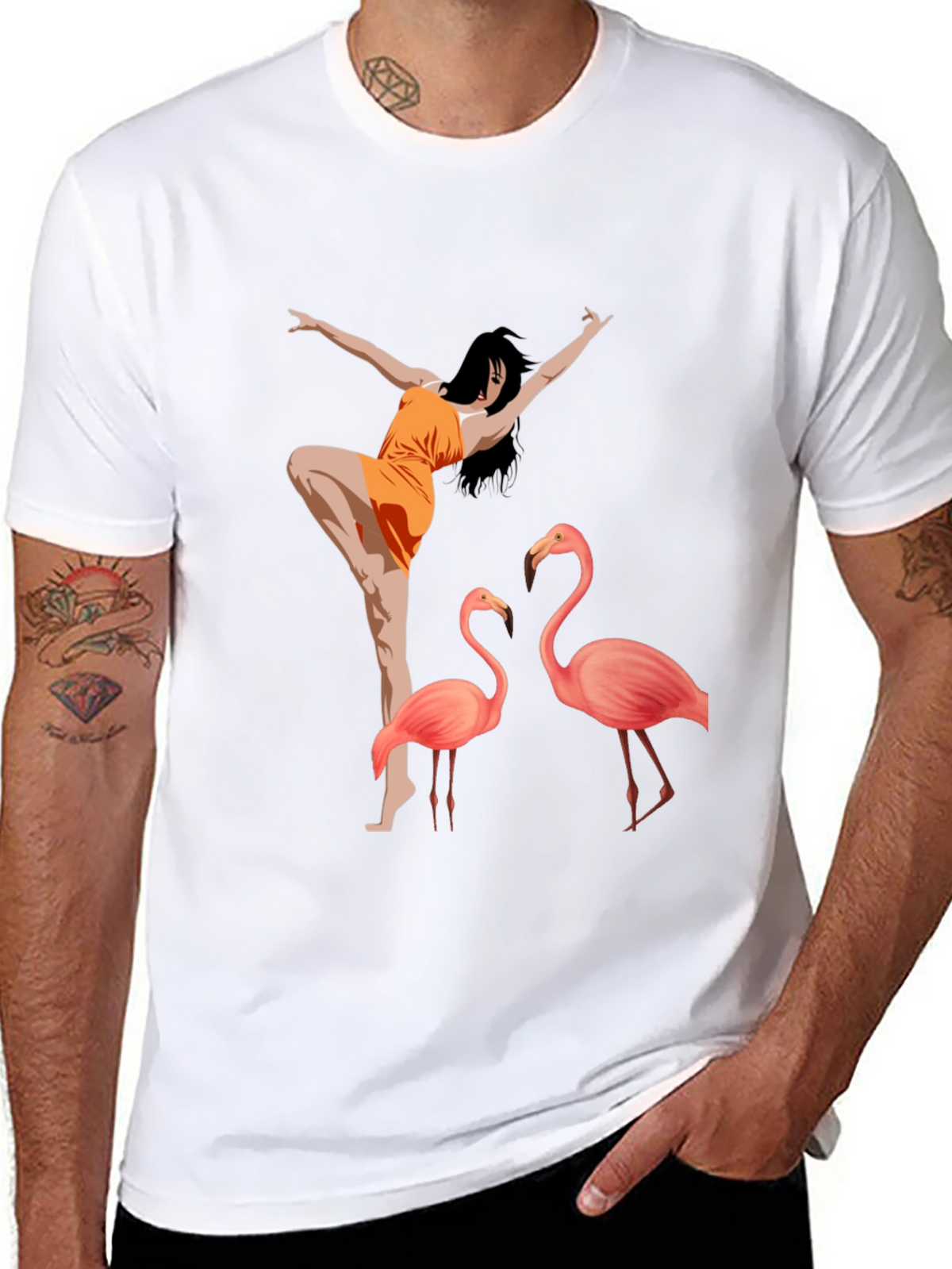 Flamingo Dancer Graphic Tee - Black Unisex Shirt