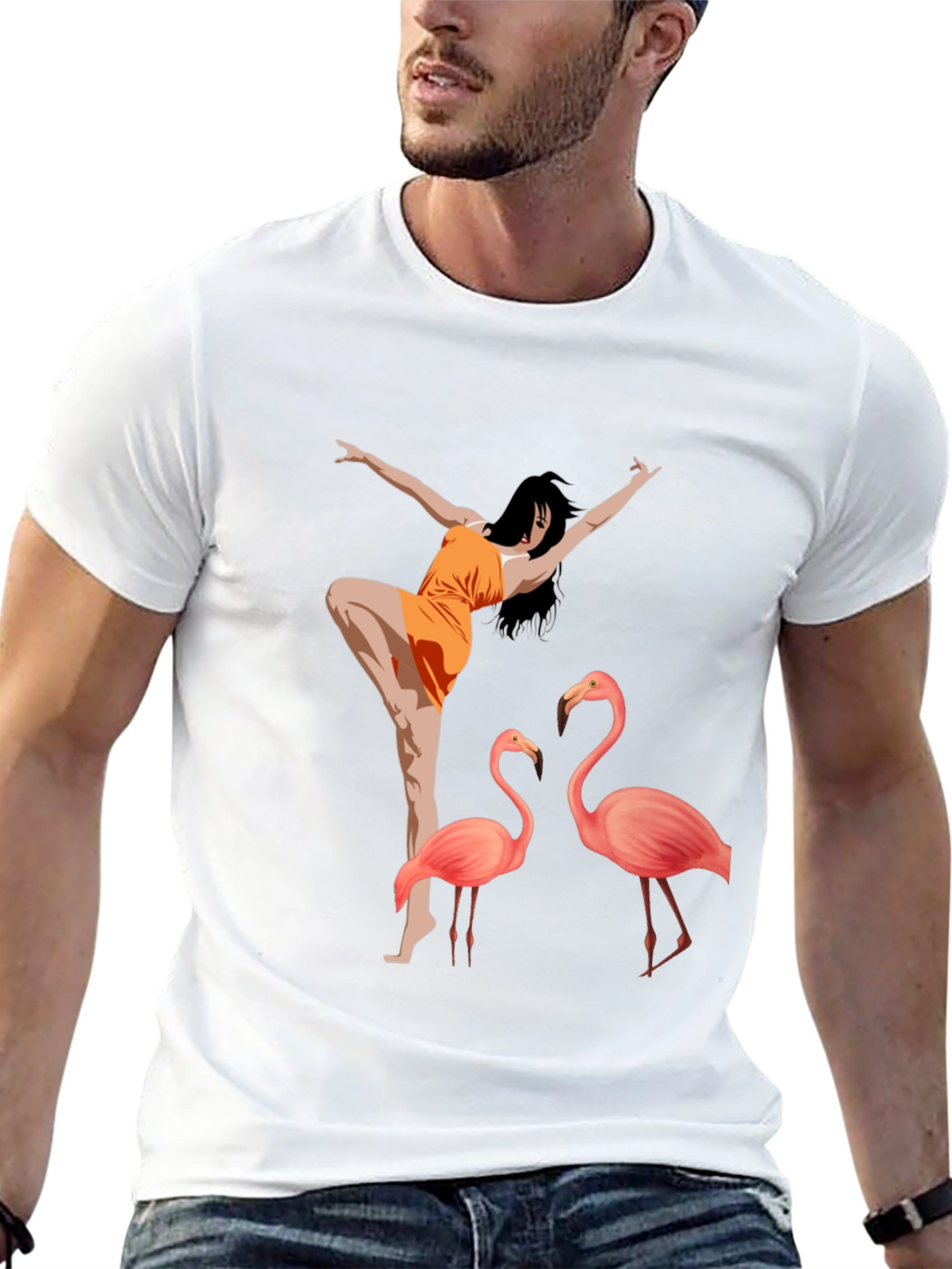 Flamingo Dancer Graphic Tee - Black Unisex Shirt