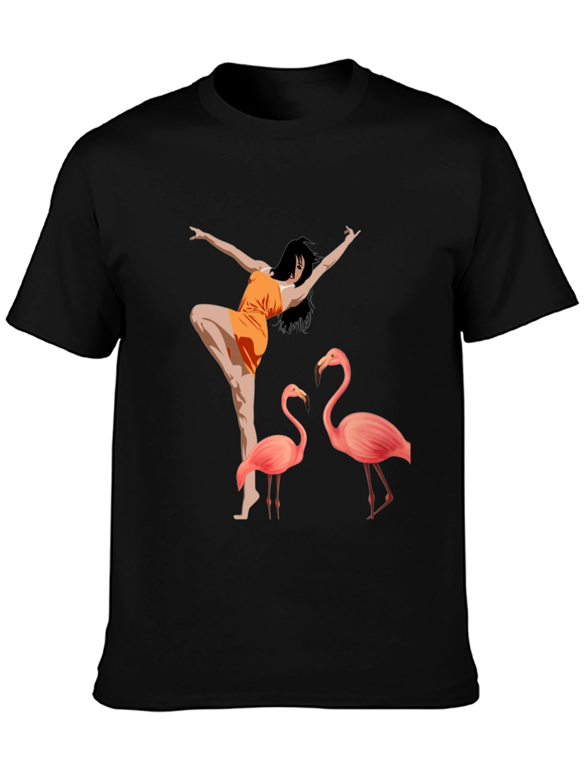 Flamingo Dancer Graphic Tee - Black Unisex Shirt