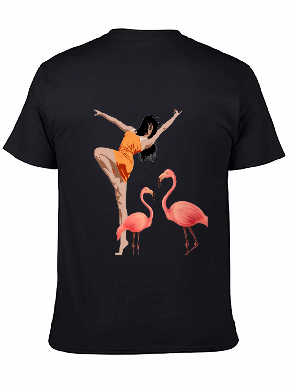 Flamingo Dancer Graphic Tee - Black Unisex Shirt