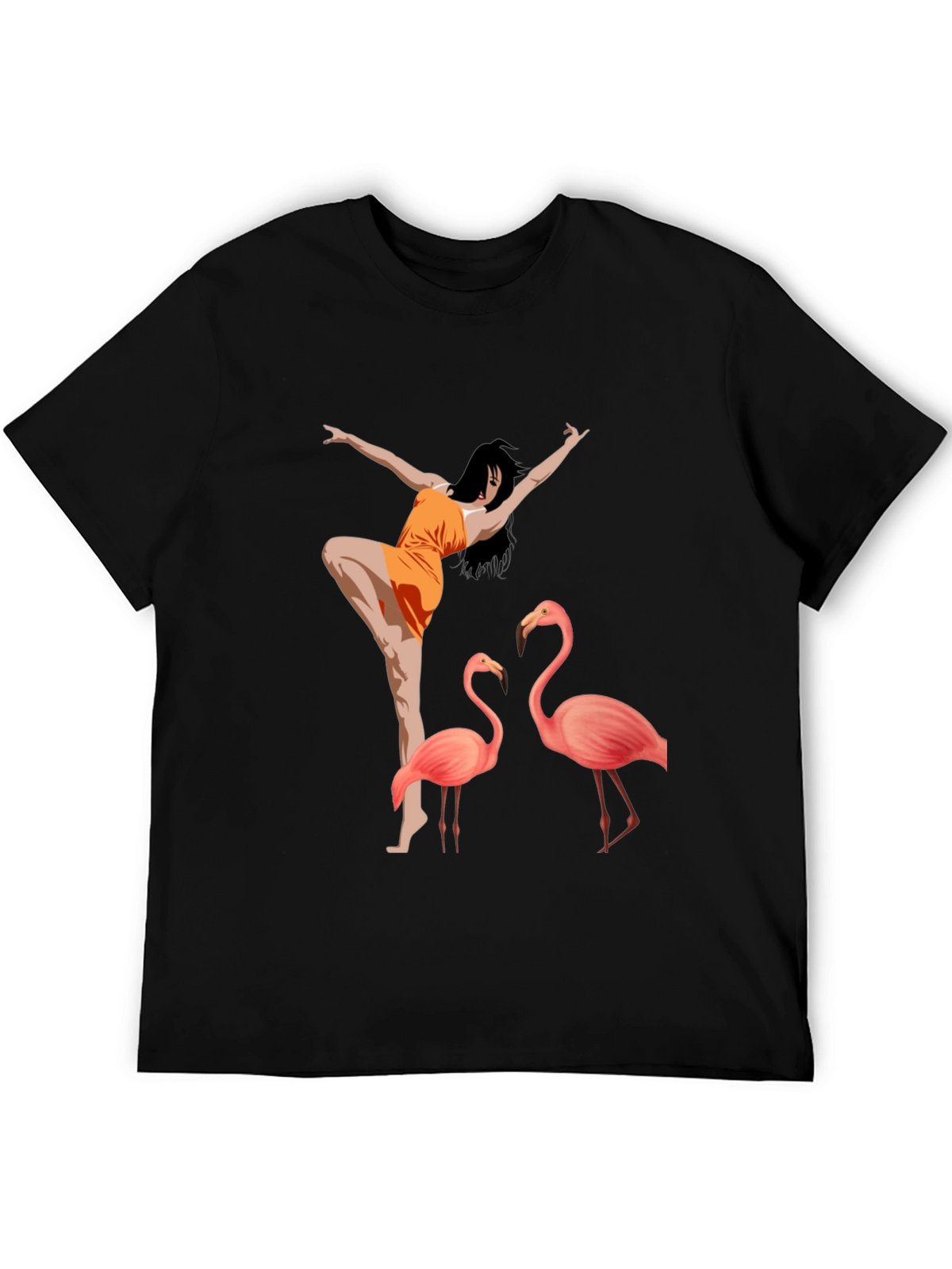 Flamingo Dancer Graphic Tee - Black Unisex Shirt