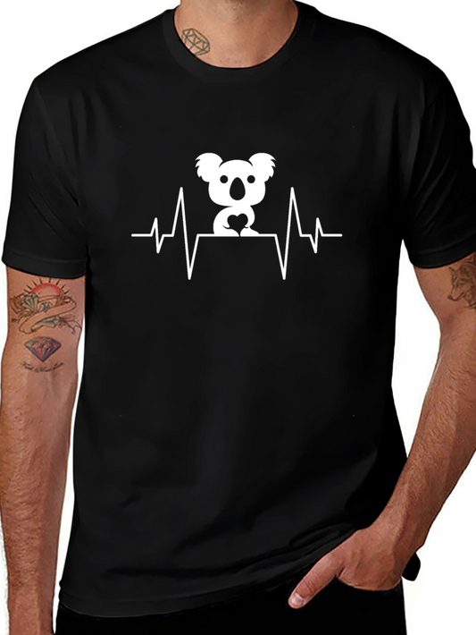 Koala Heartbeat Graphic T-Shirt - Black