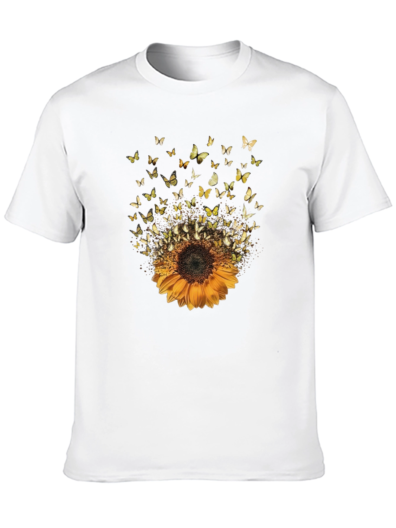 Sunflower Butterfly Black T-Shirt