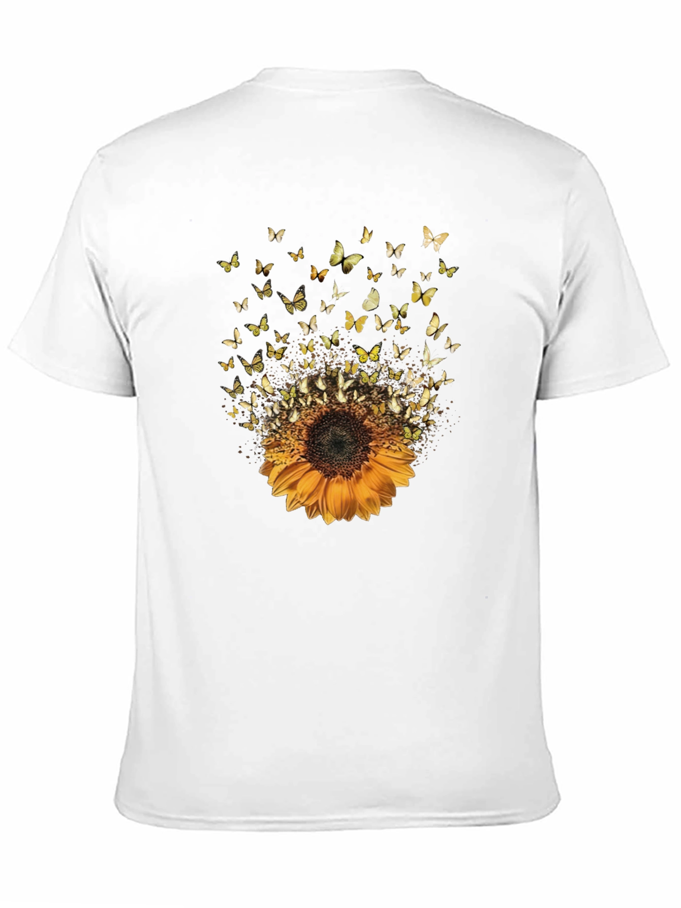 Sunflower Butterfly Black T-Shirt