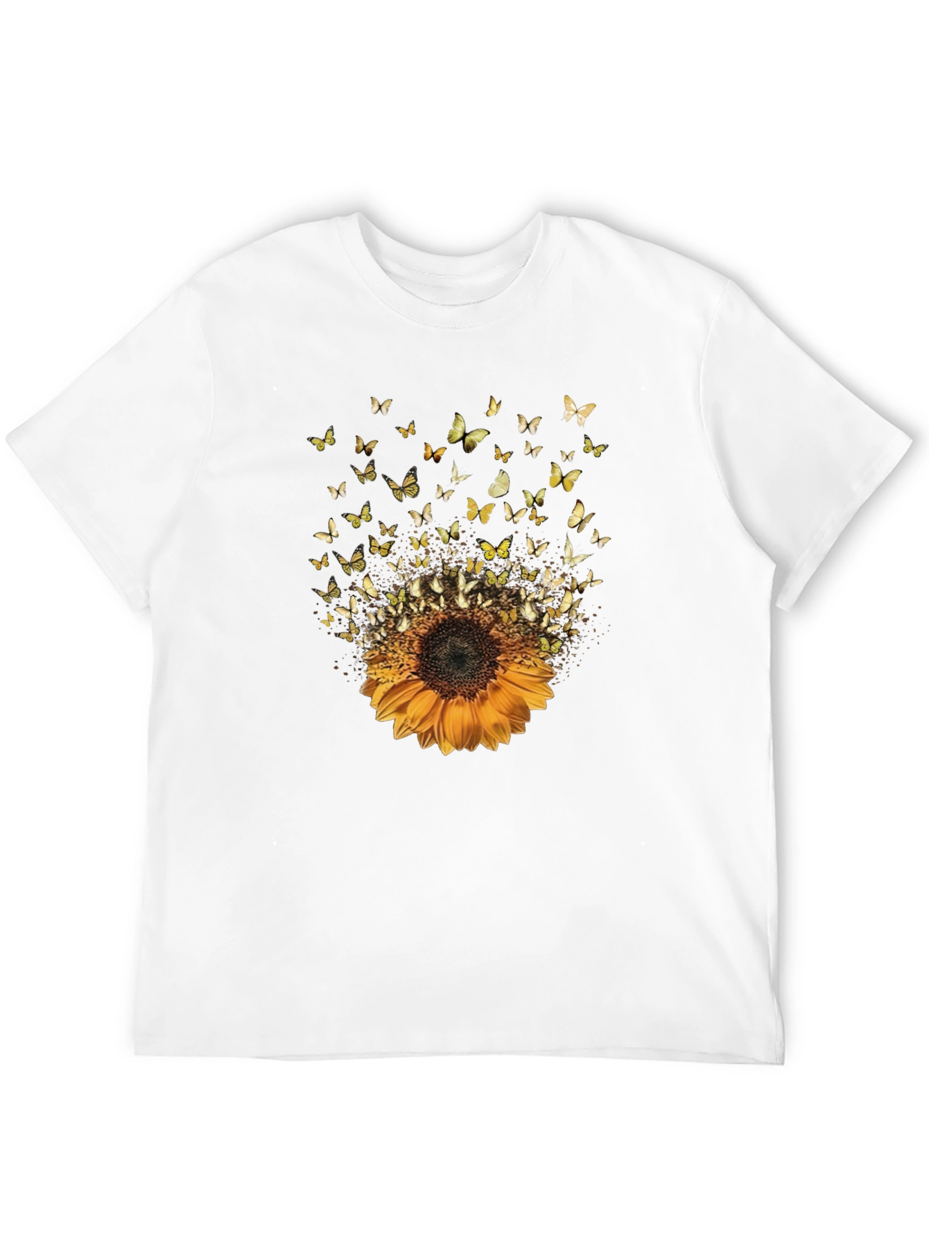 Sunflower Butterfly Black T-Shirt