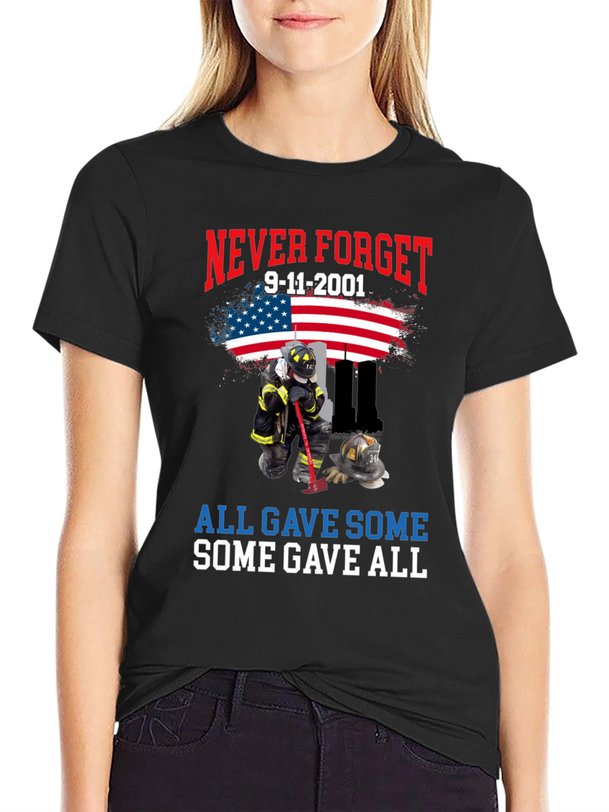 Never Forget 9/11 T-Shirt Firefighter Tribute